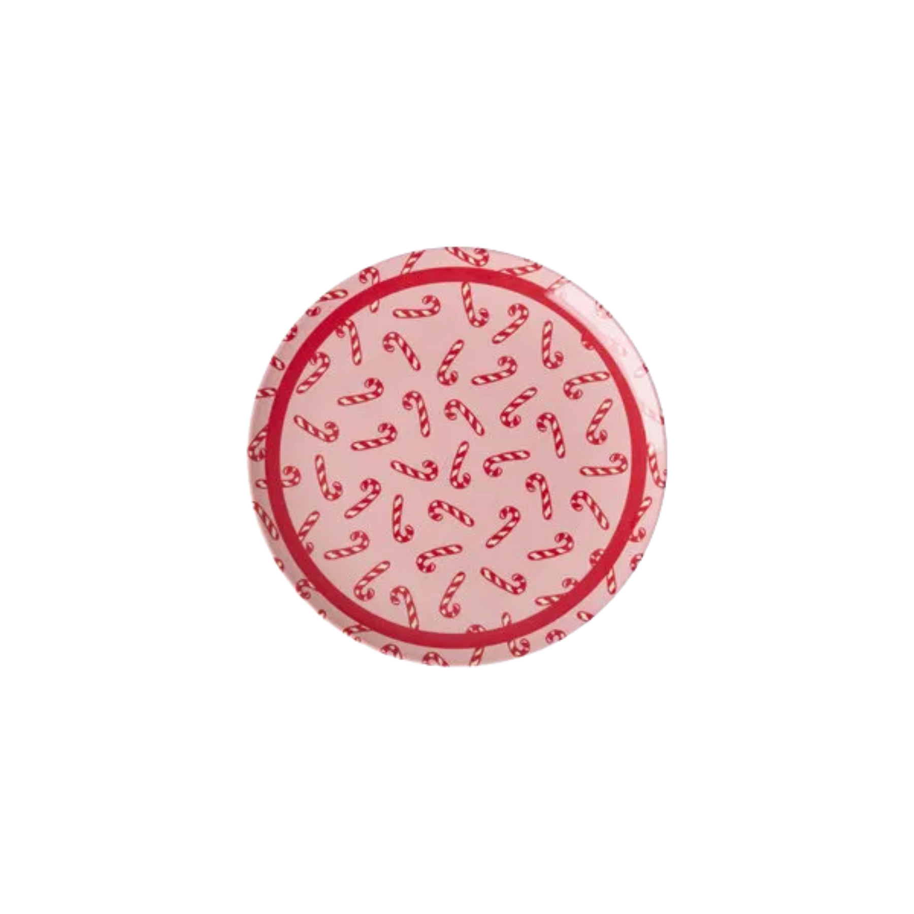 Melamine Cake Plate with Candy Cane Print – Small Please note: this piece ships within 2 weeks.