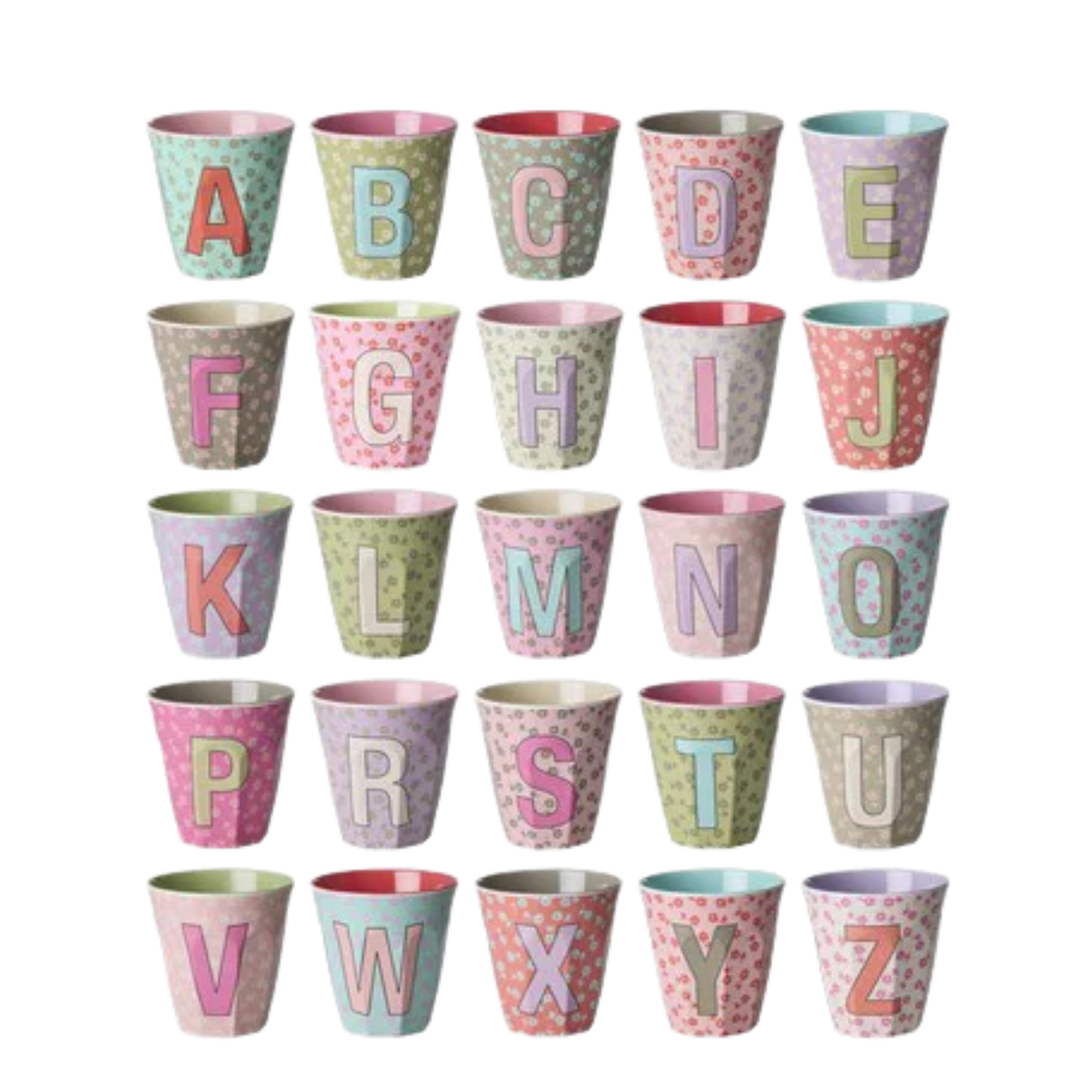 Melamine Full Alphabet - Flowers - 3 x Each Letter - Pinkish Colors - Medium - 8.45 oz