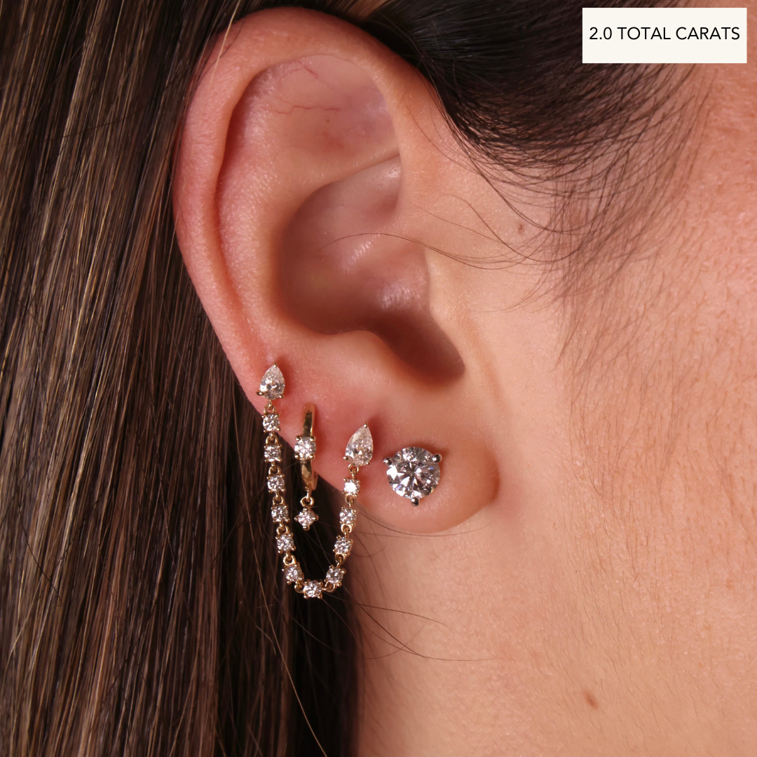 Gold Lab Diamond Classic Martini Stud Earrings