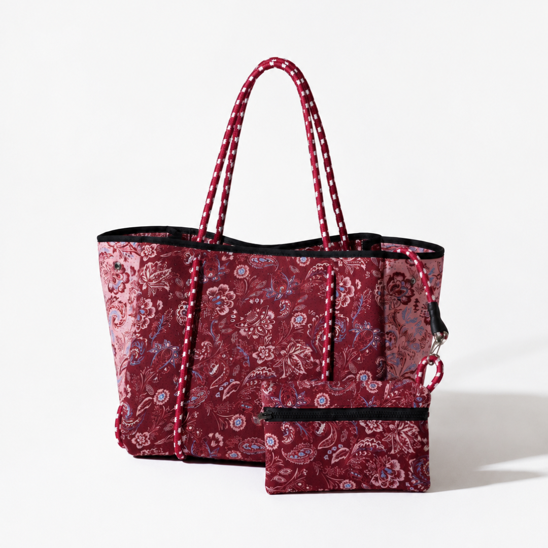 EVERYDAY TOTE PAISLEY MERLOT