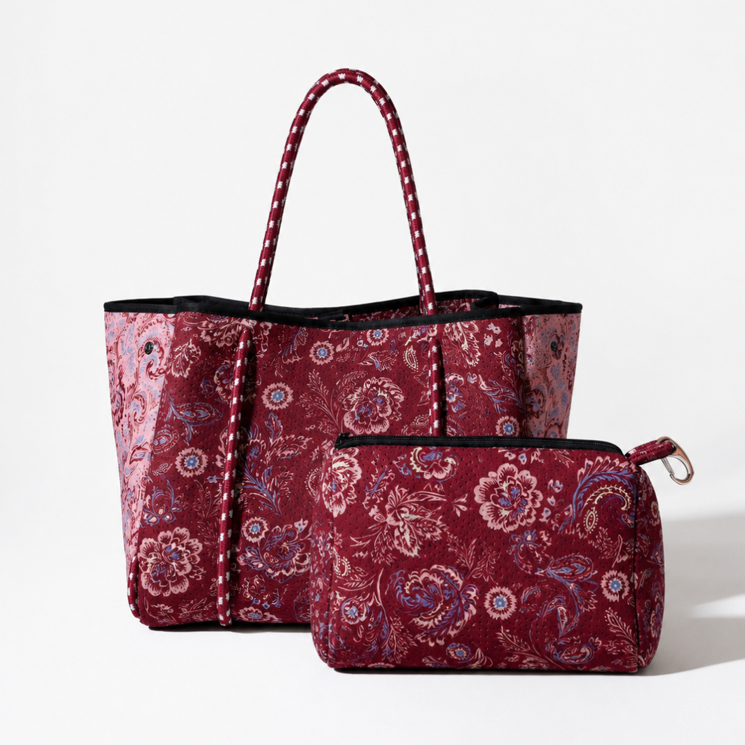 EVERYDAY TOTE PAISLEY MERLOT