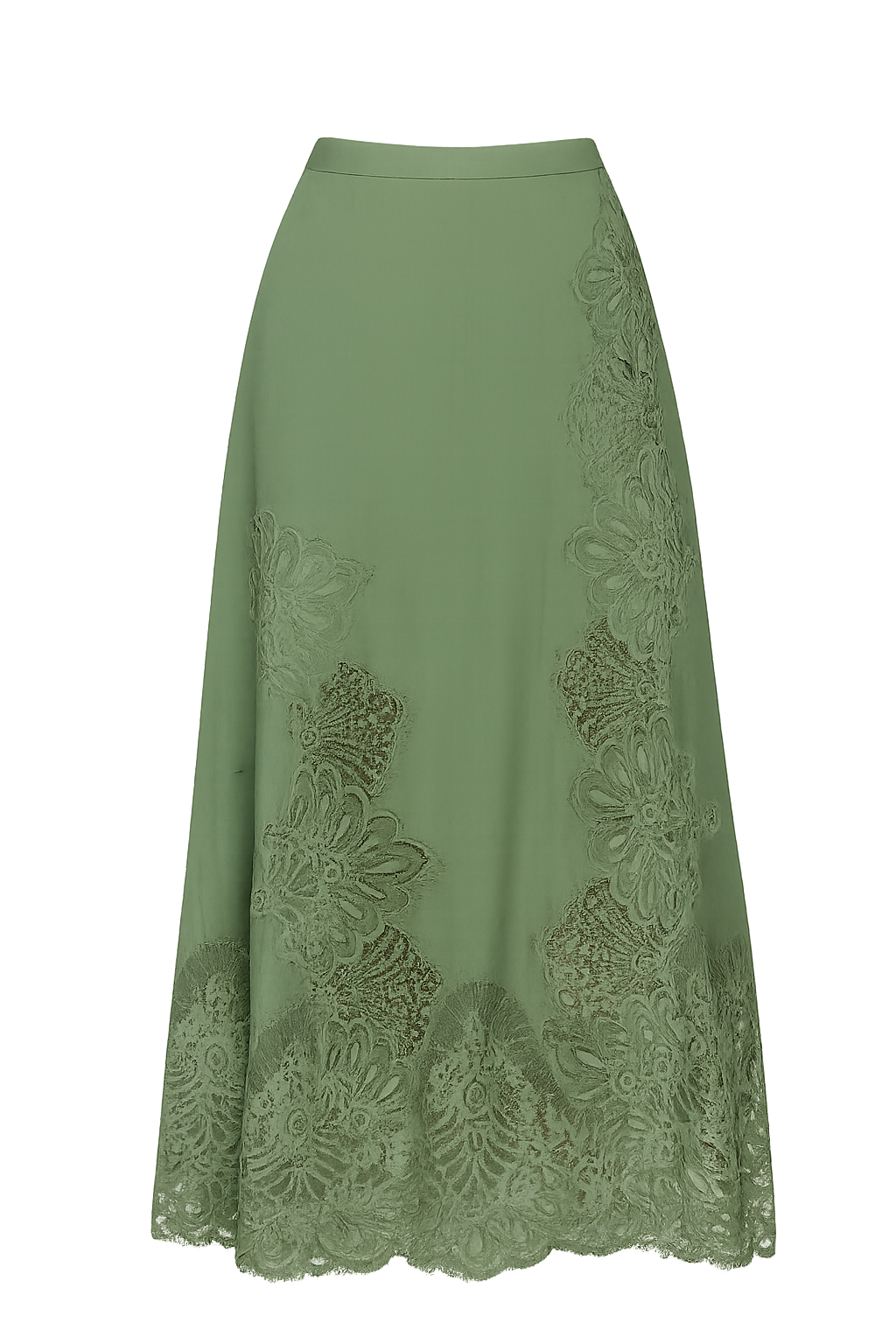 Falda Salome color verde olivo – vista frontal de producto