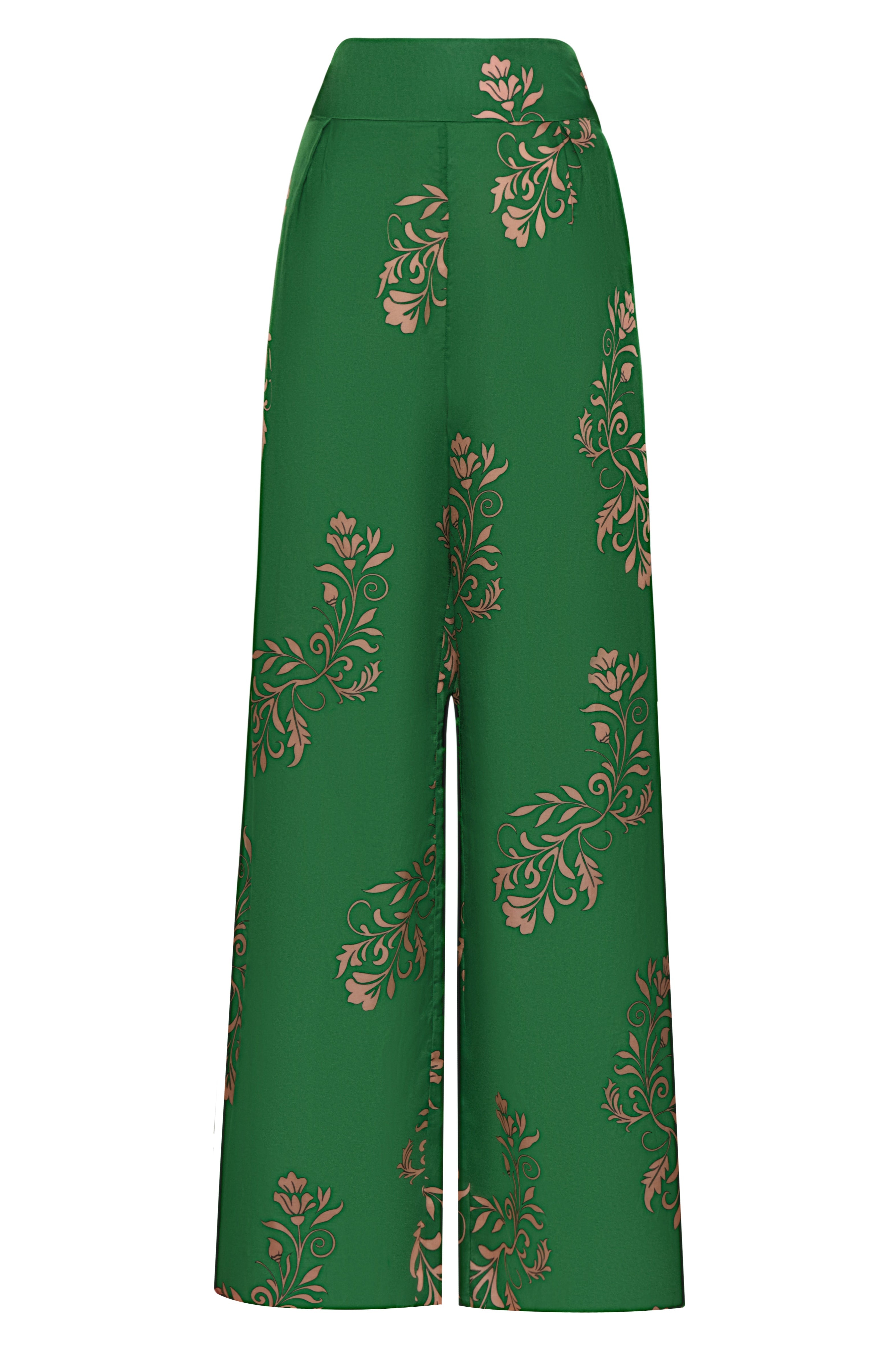 Fiol Cotton Silk Pants / Green Buganvilias