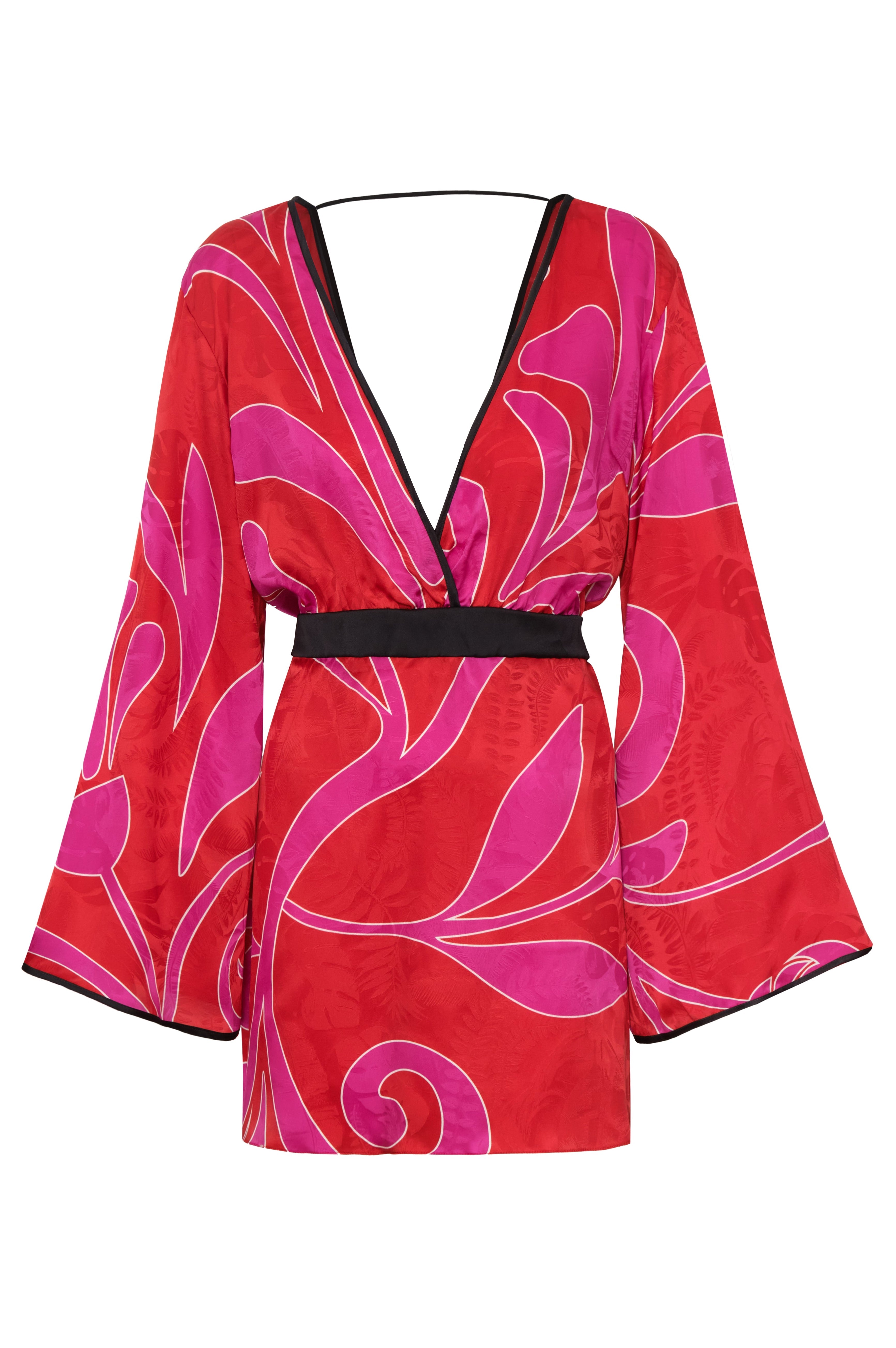 Francisca Silk Jacquard Mini Dress / Red & Fuchsia Maxi Buganvilia