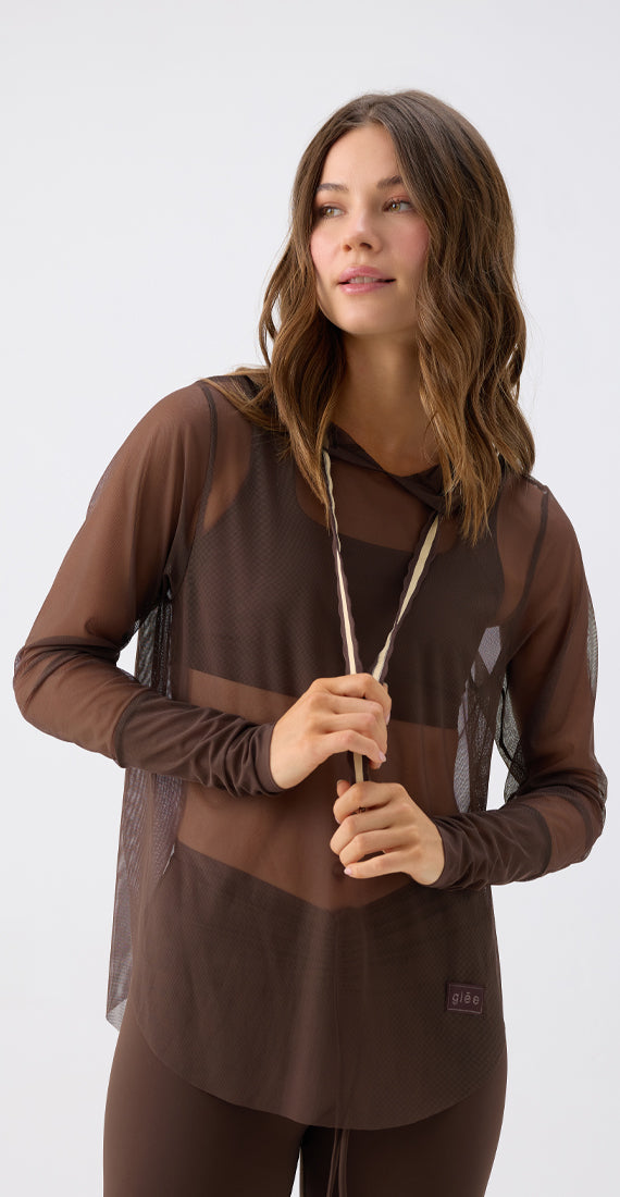 ESPRESSO VEIL MESH HOODIE