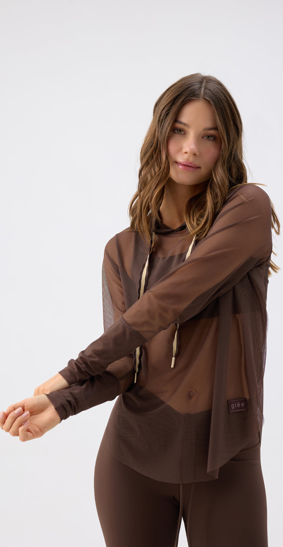 ESPRESSO VEIL MESH HOODIE