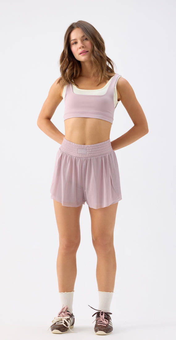 LAVENDER BALLERINA MESH SHORT