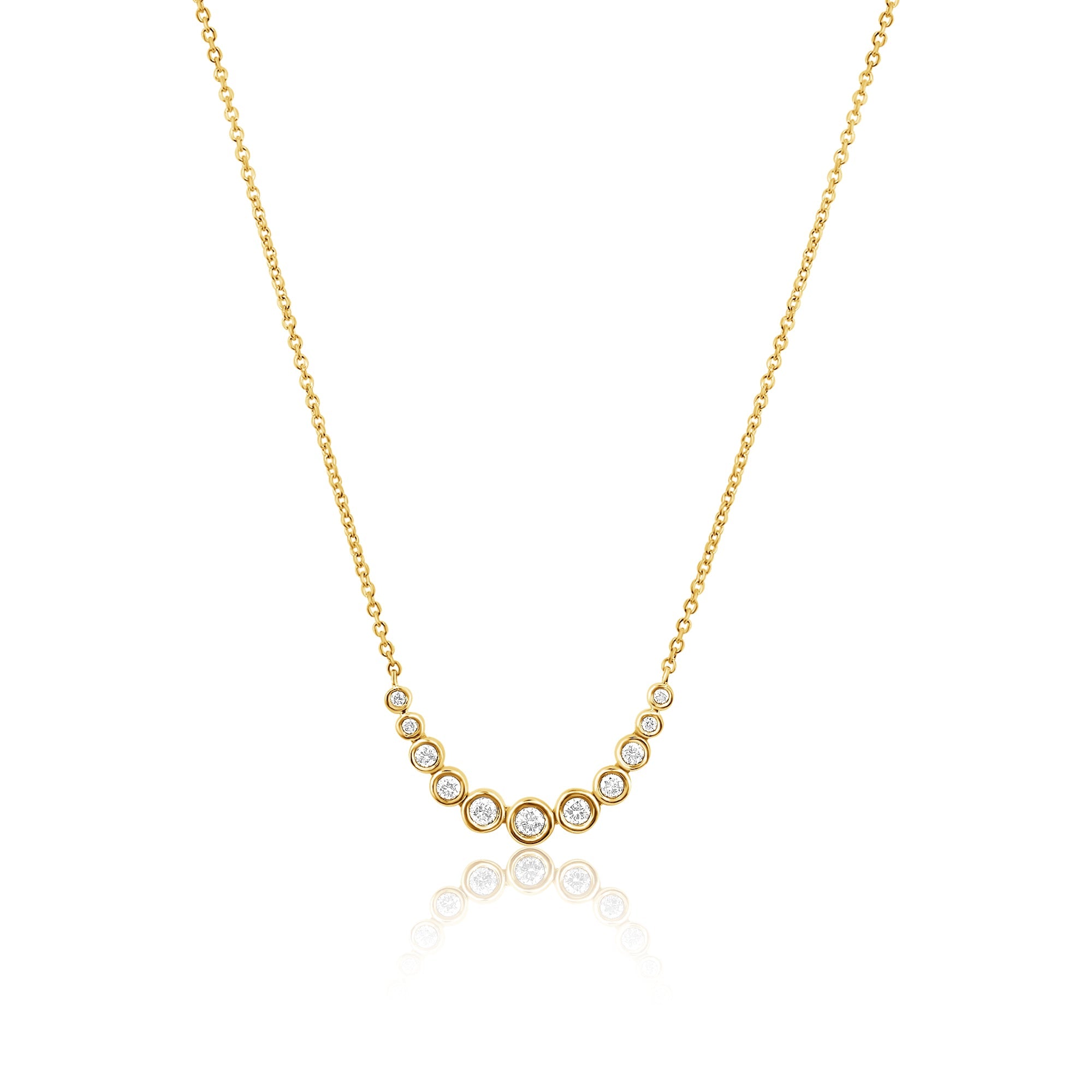 Gold Bezel Diamond Graduated Necklace
