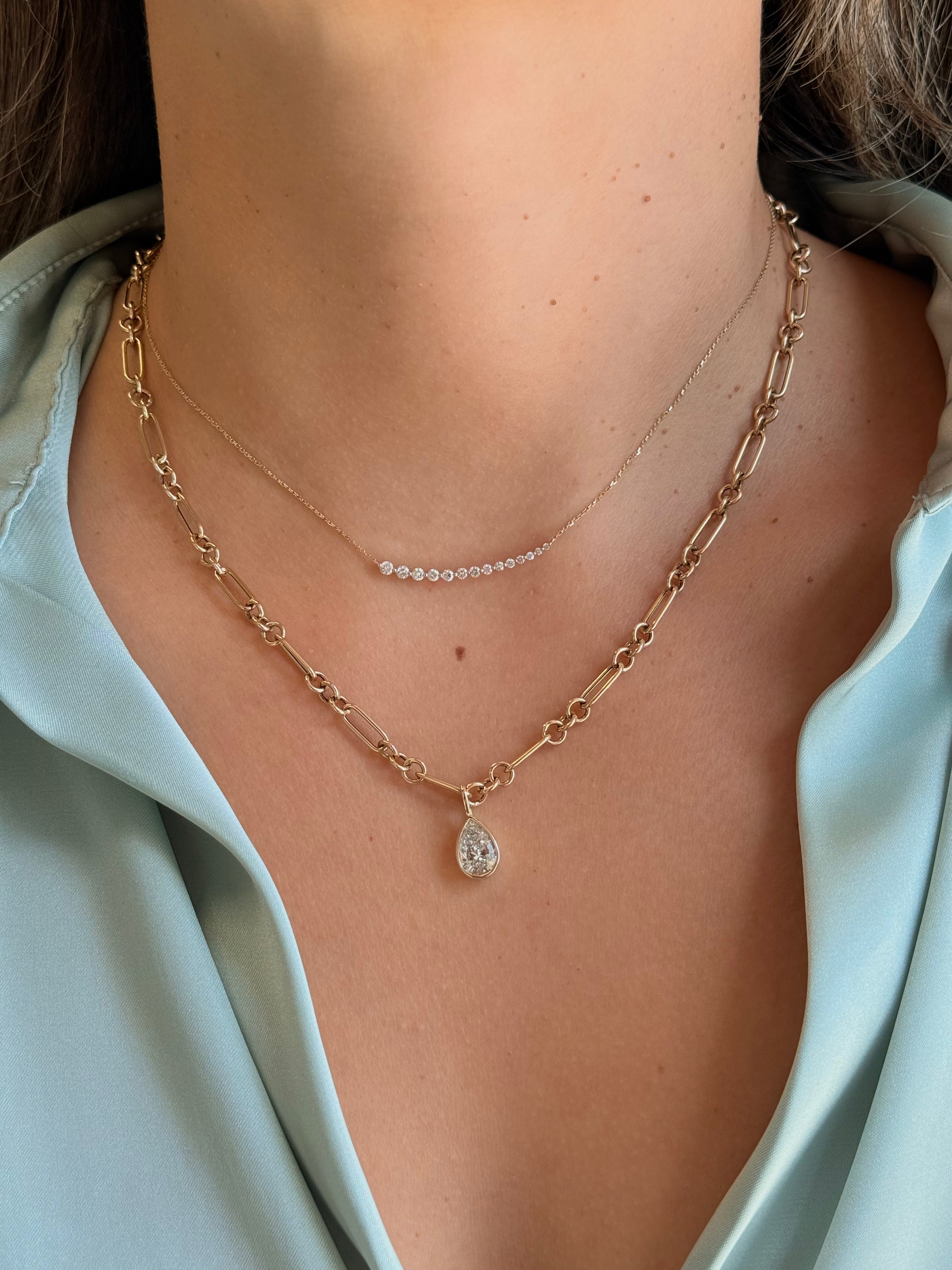 Gold Lab Diamond Pear Bezel Pendant