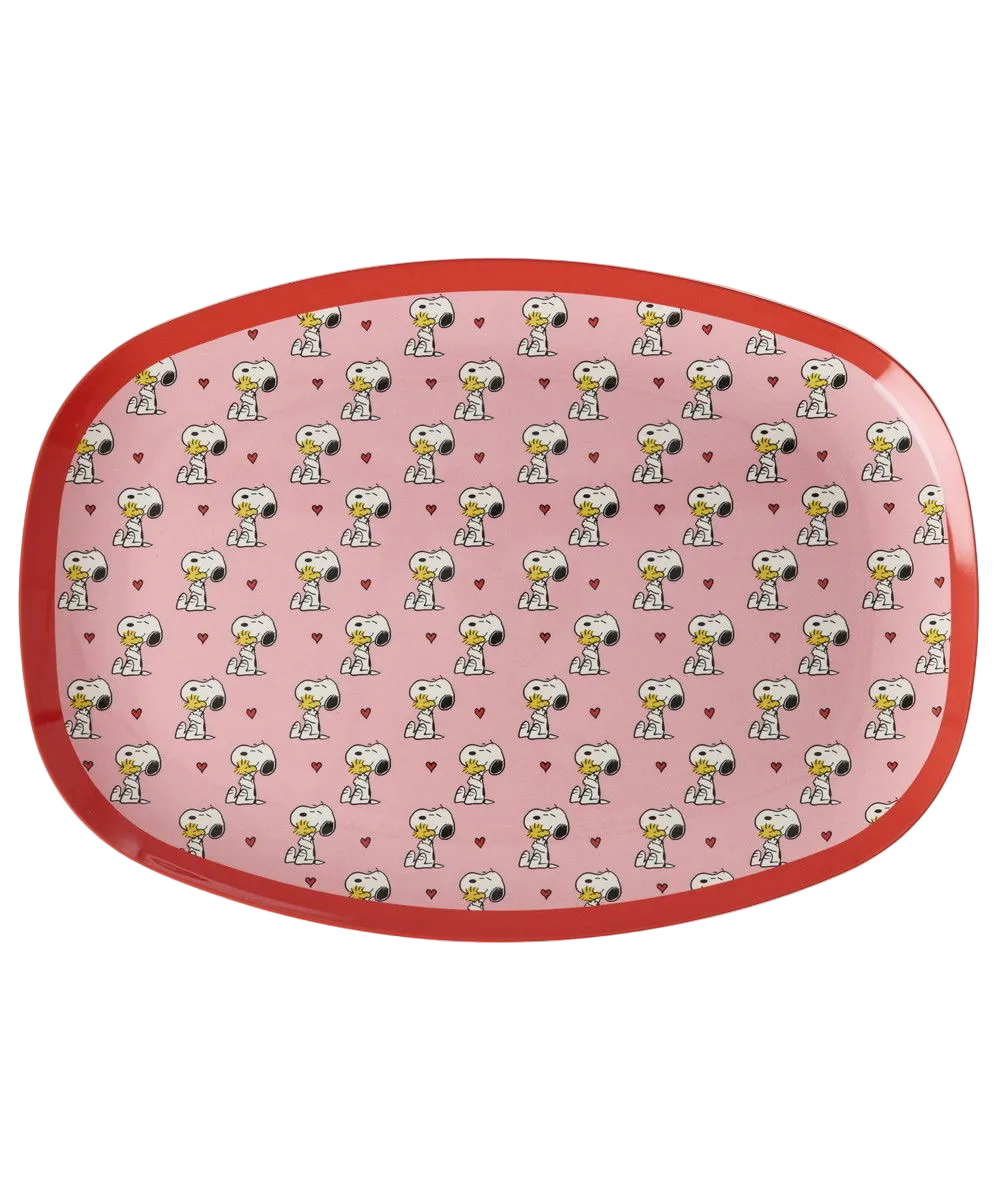 Rectangular Plate with Snoopy Print - Pink -