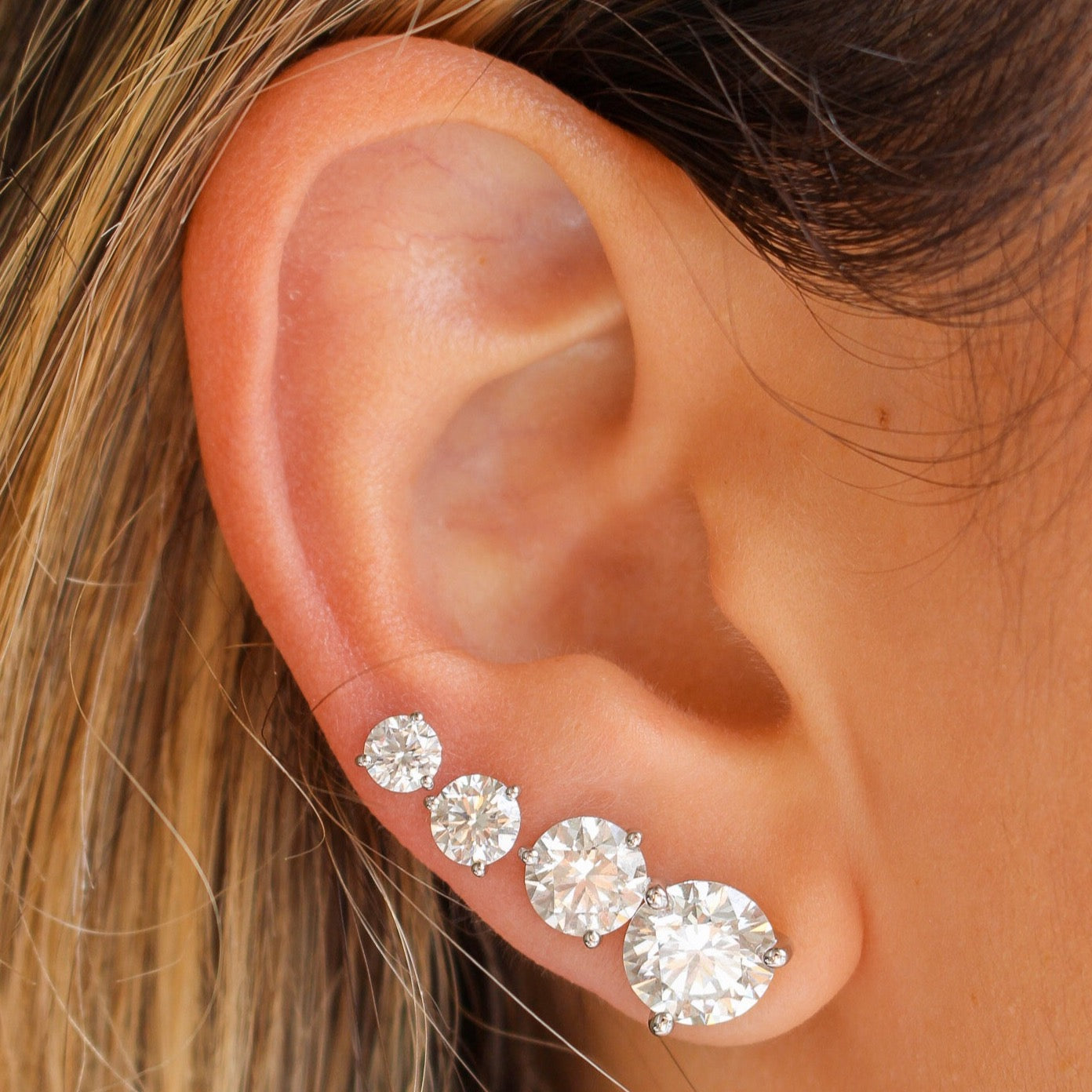 Gold Lab Diamond Classic Martini Stud Earrings
