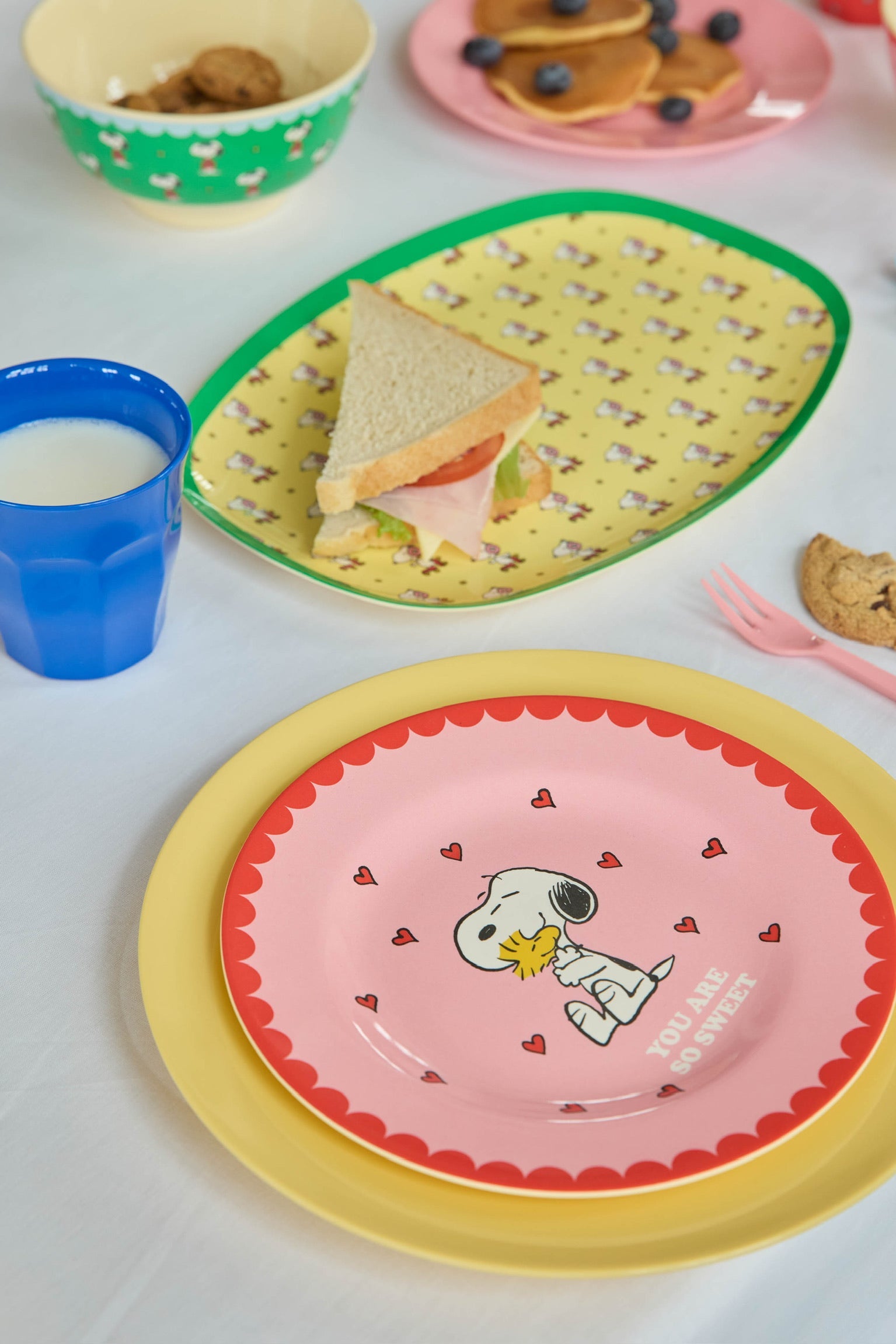 Rectangular Plate with Snoopy Print - Yellow -