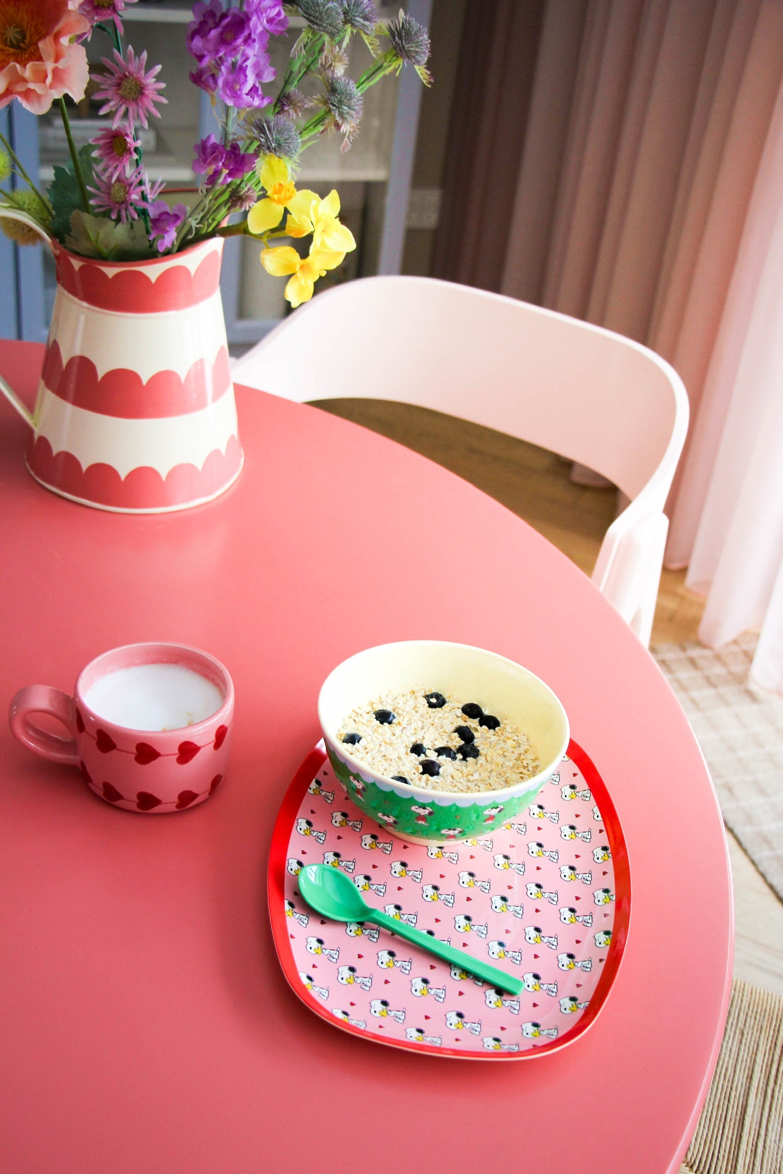 Rectangular Plate with Snoopy Print - Pink -