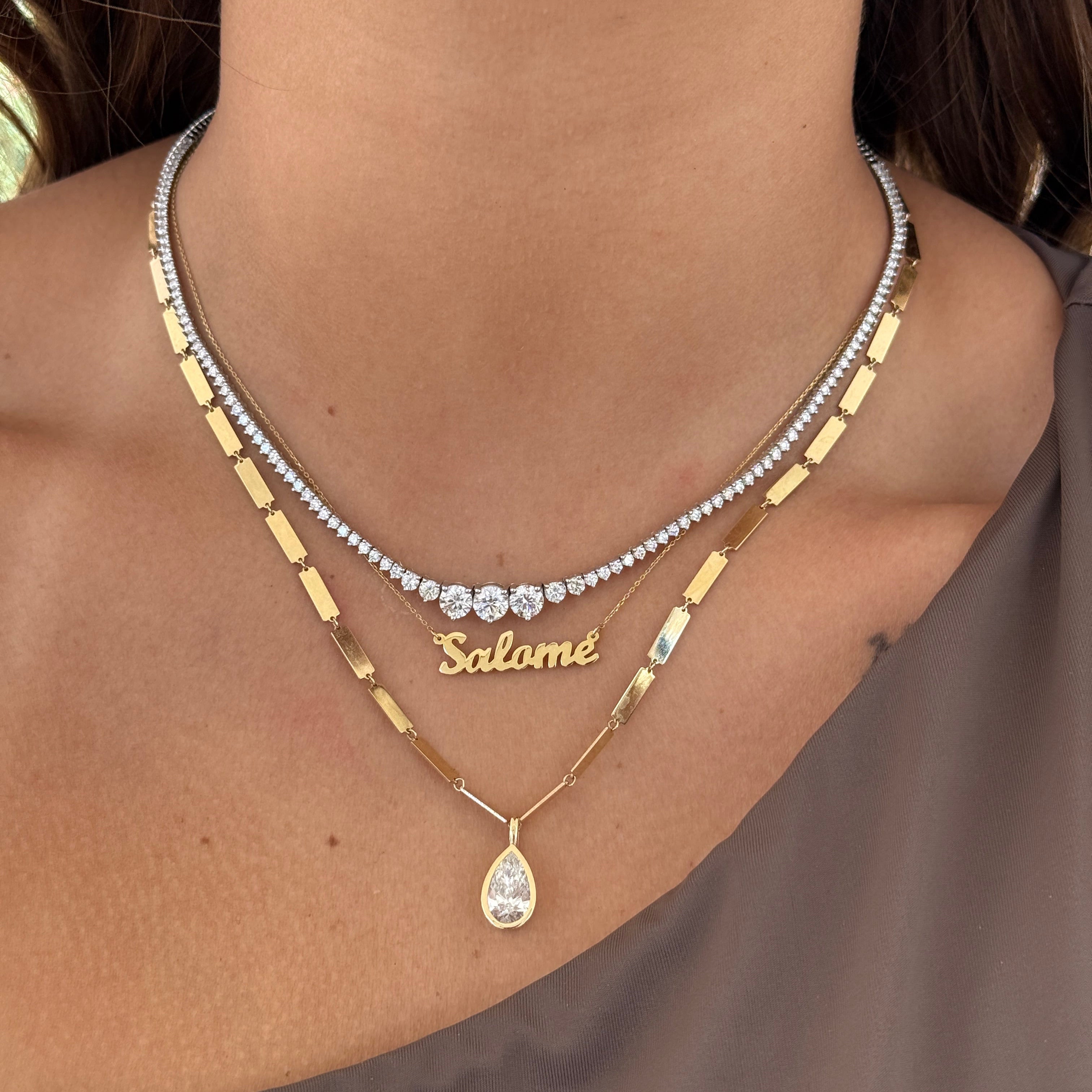 Gold Lab Diamond Pear Bezel Pendant