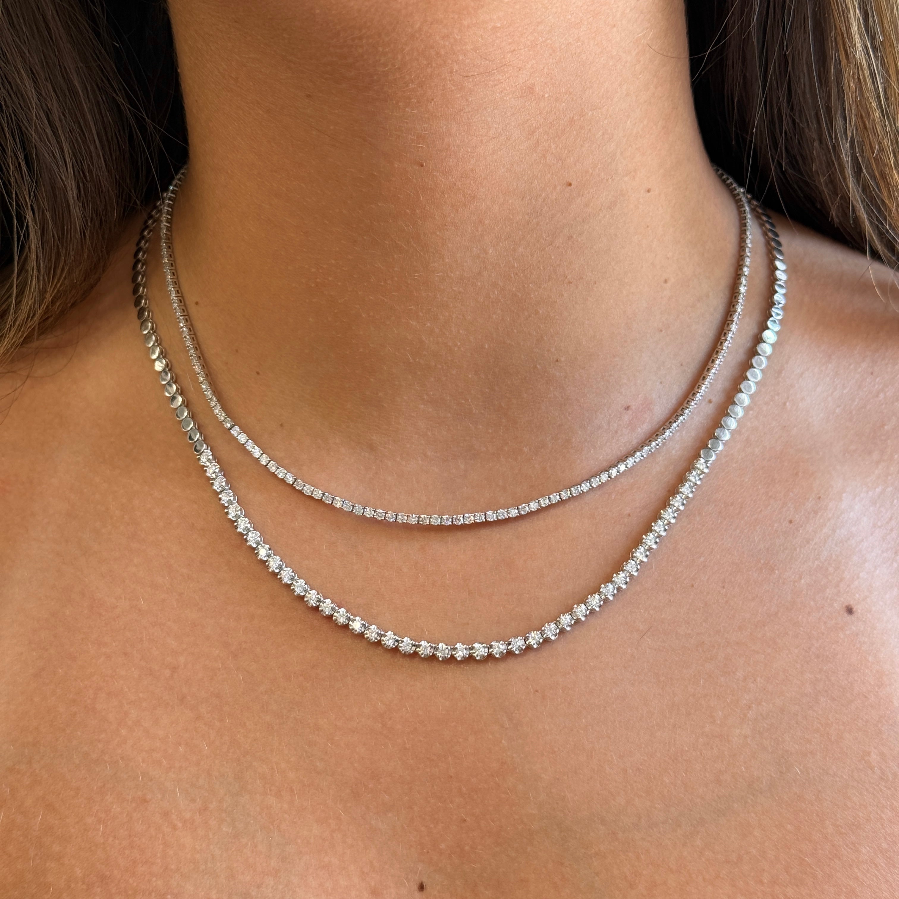 Gold Diamond Lab Grown Classic Tennis Necklace