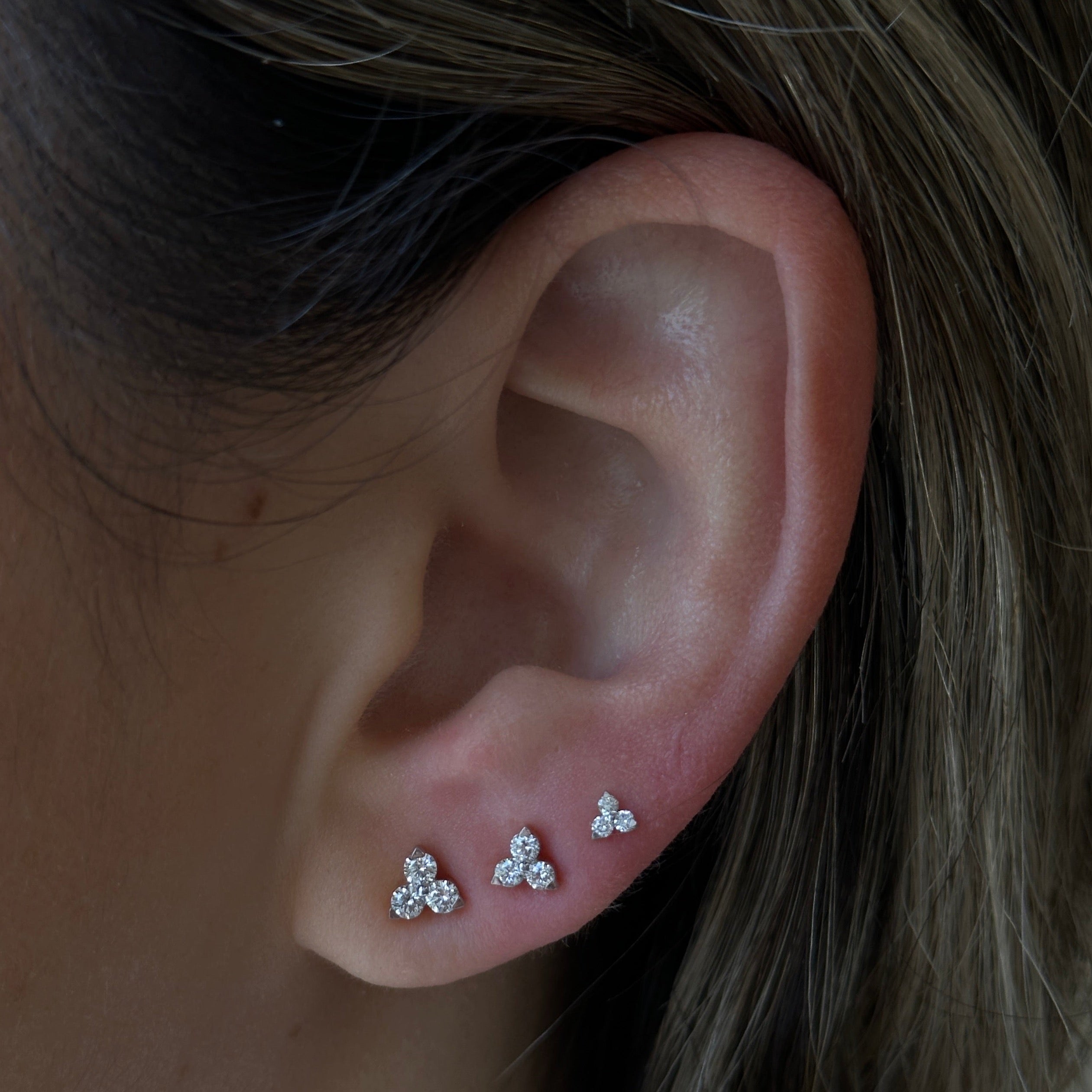 Gold Diamond Trio Earring