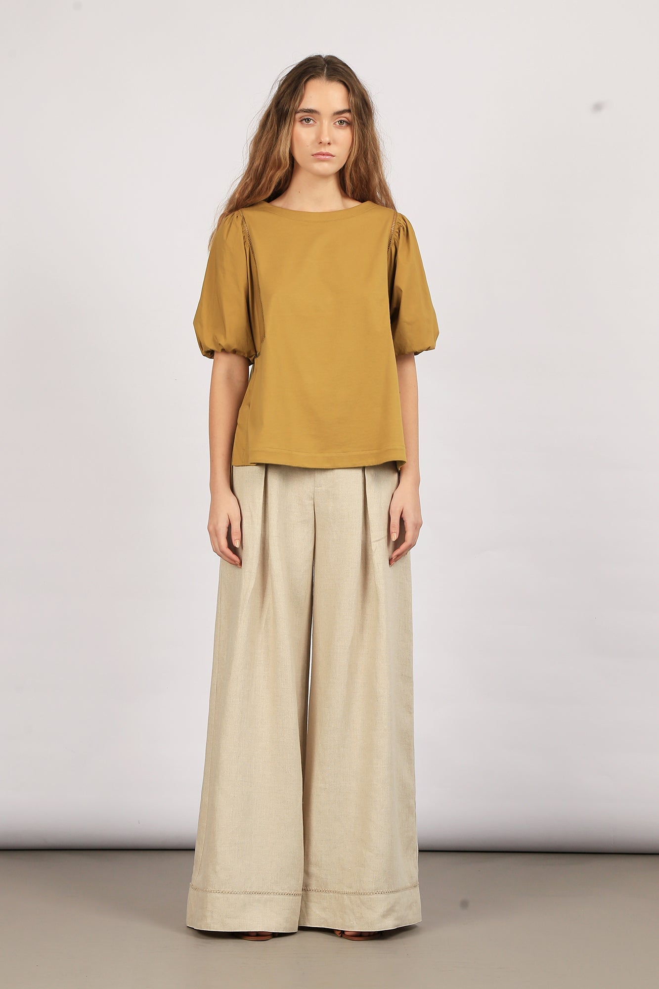 Jamie Textured Cotton Top | Olive