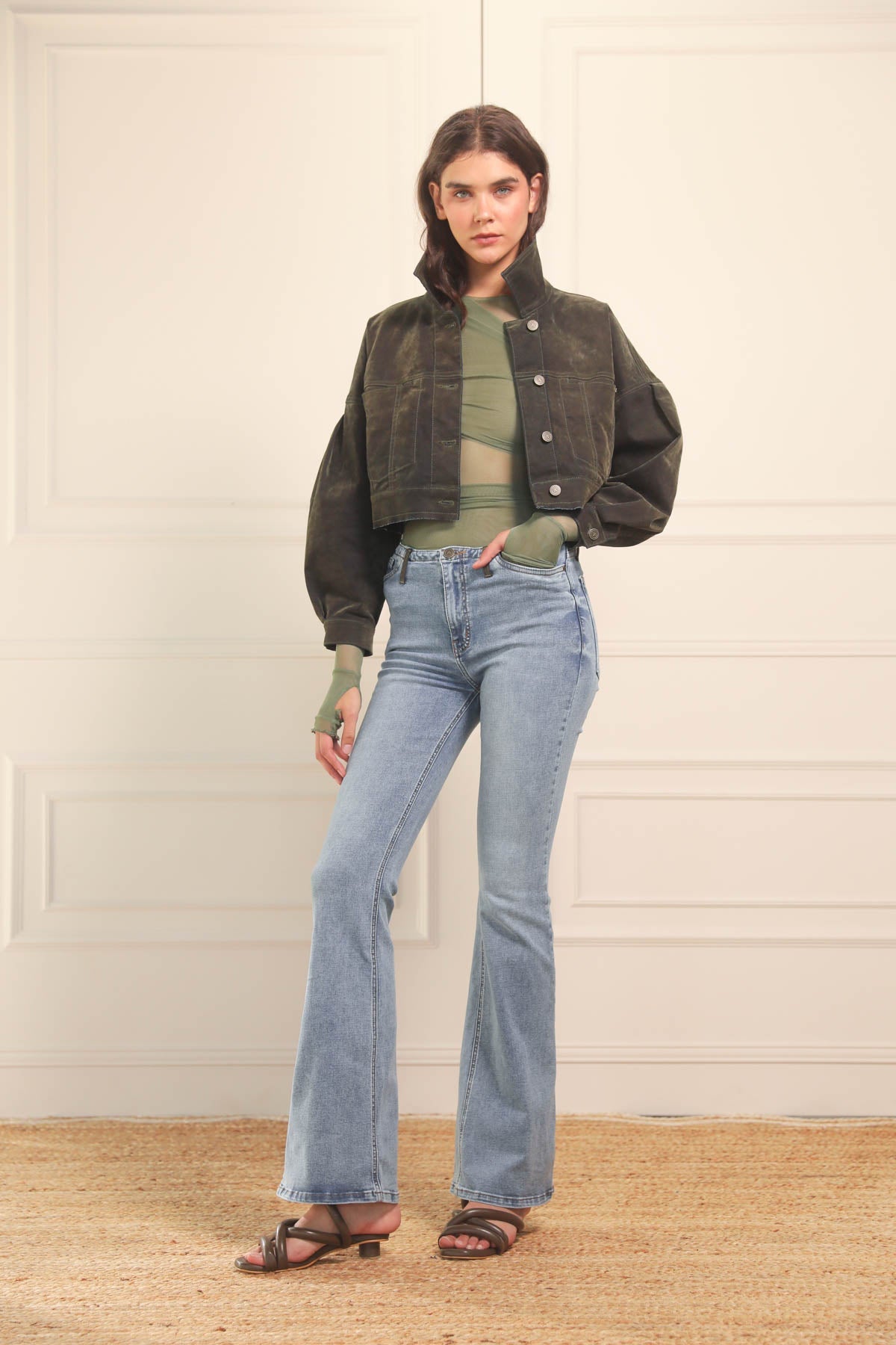 Jean Leia Velvet Military