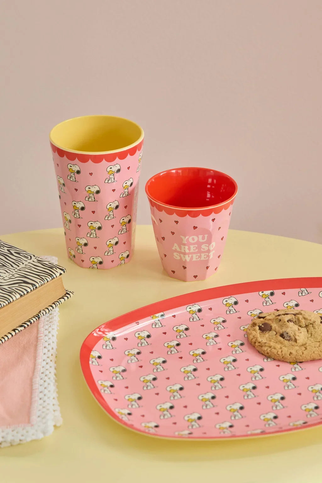 Melamine Cup with Snoopy Print - Medium - Pink - 8.45 oz -
