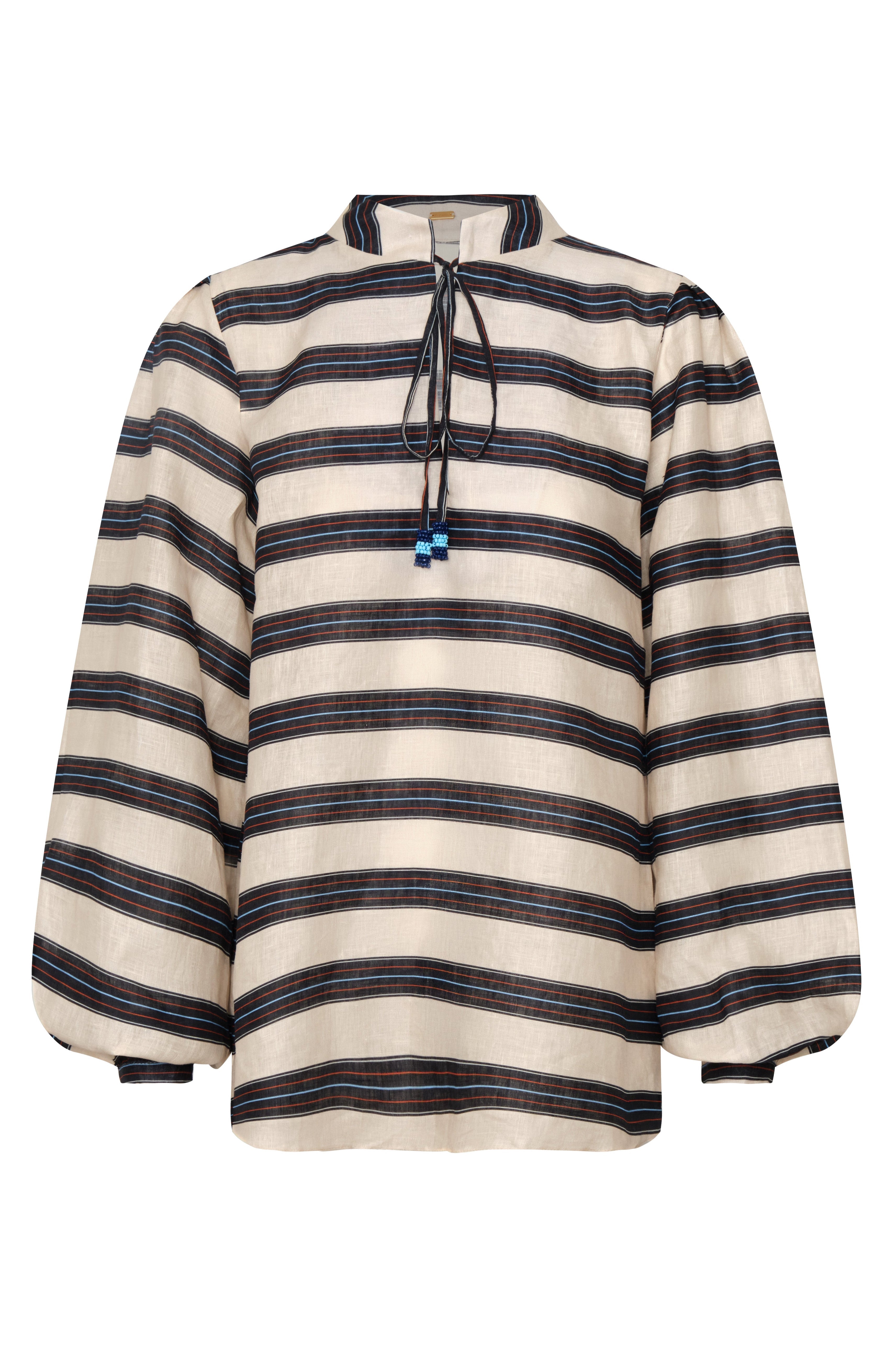 Las Rosas Linen Shirt / Navy Stripes