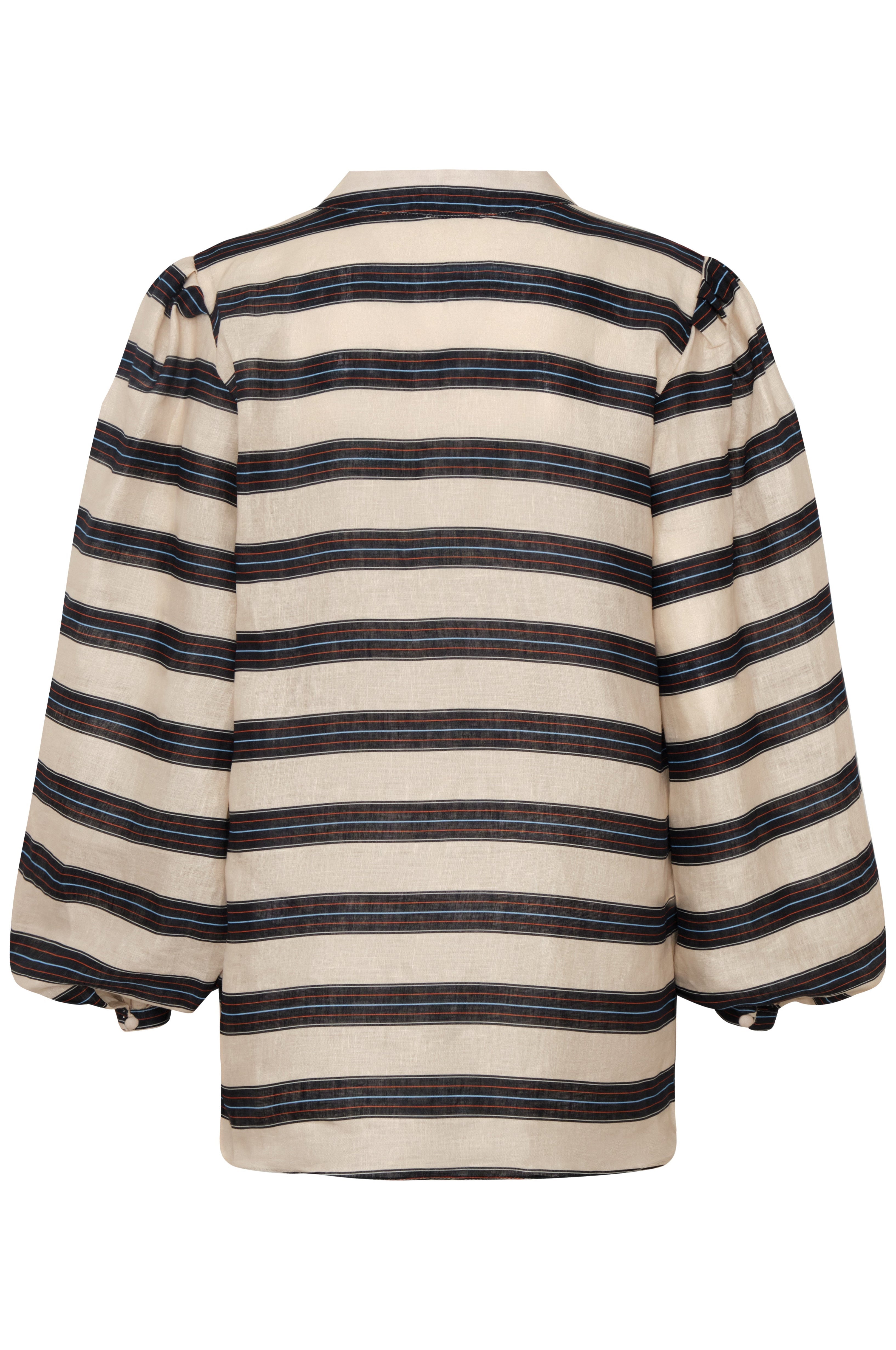 Las Rosas Linen Shirt / Navy Stripes