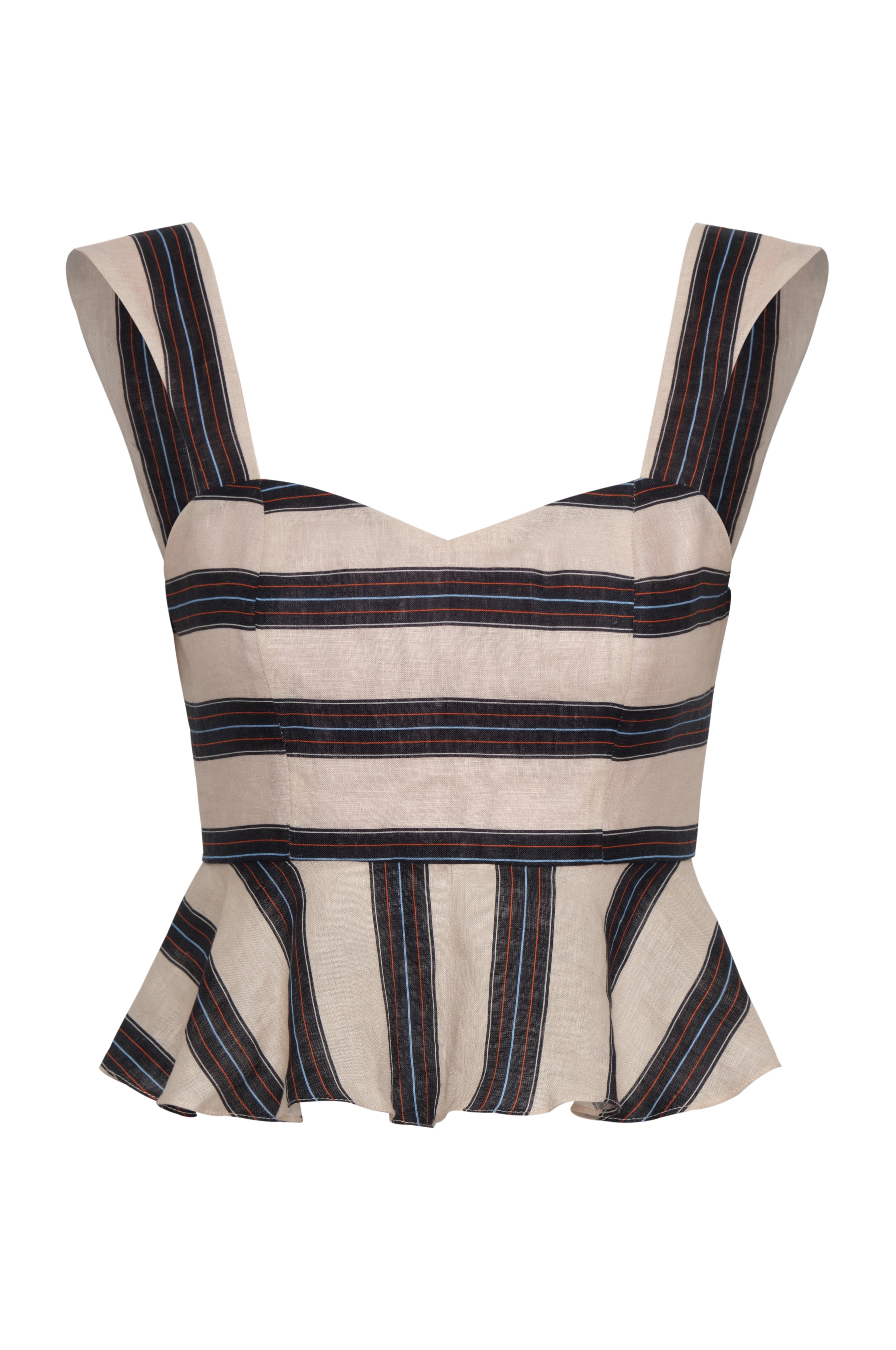 Lebron Linen Top / Navy Stripes
