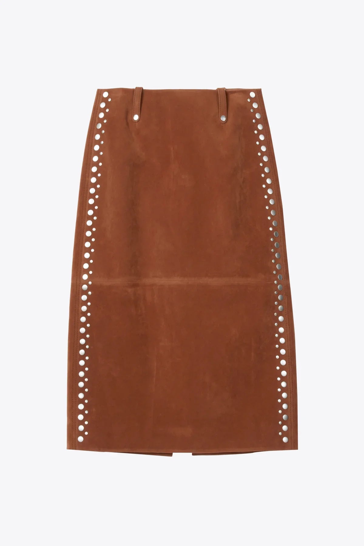 PHILLIP LIM | STUDDED FAUX SUEDE MIDI SKIRT