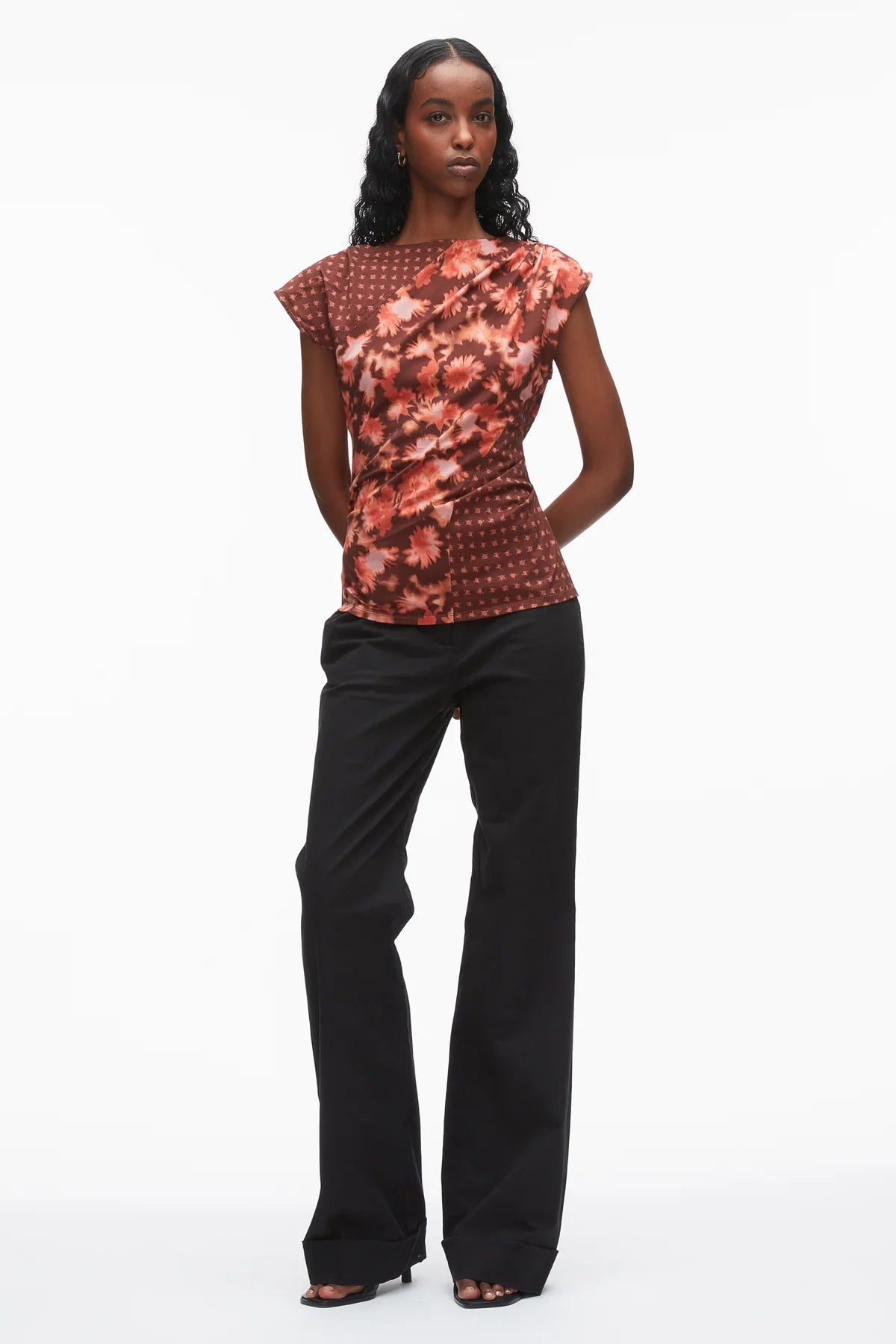 PHILLIP LIM | DESERT FLORAL PATCHWORK DRAPED TOP
