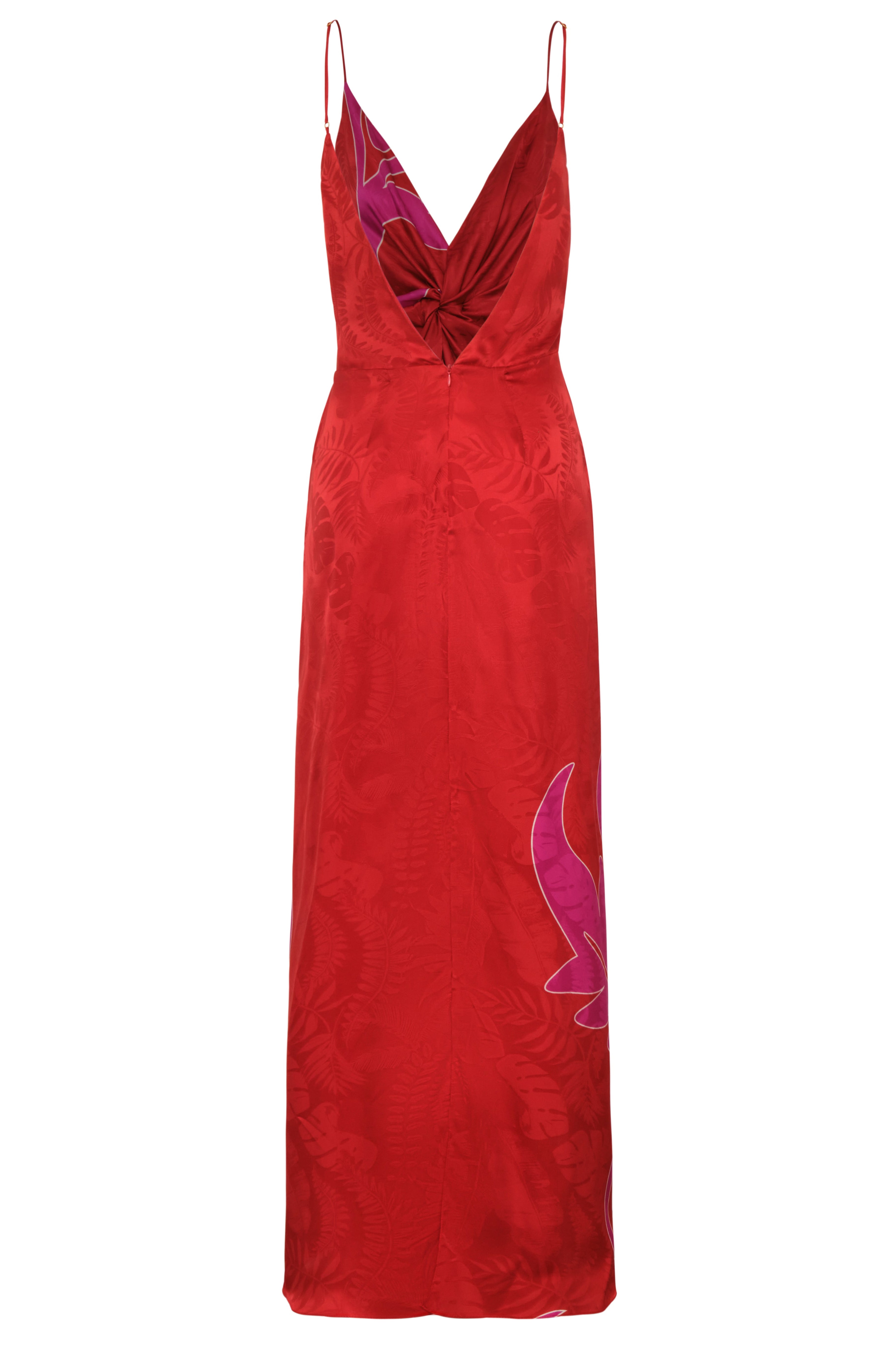 Macarena Silk Jacquard Midi Dress / Red & Fuchsia Maxi Buganvilia