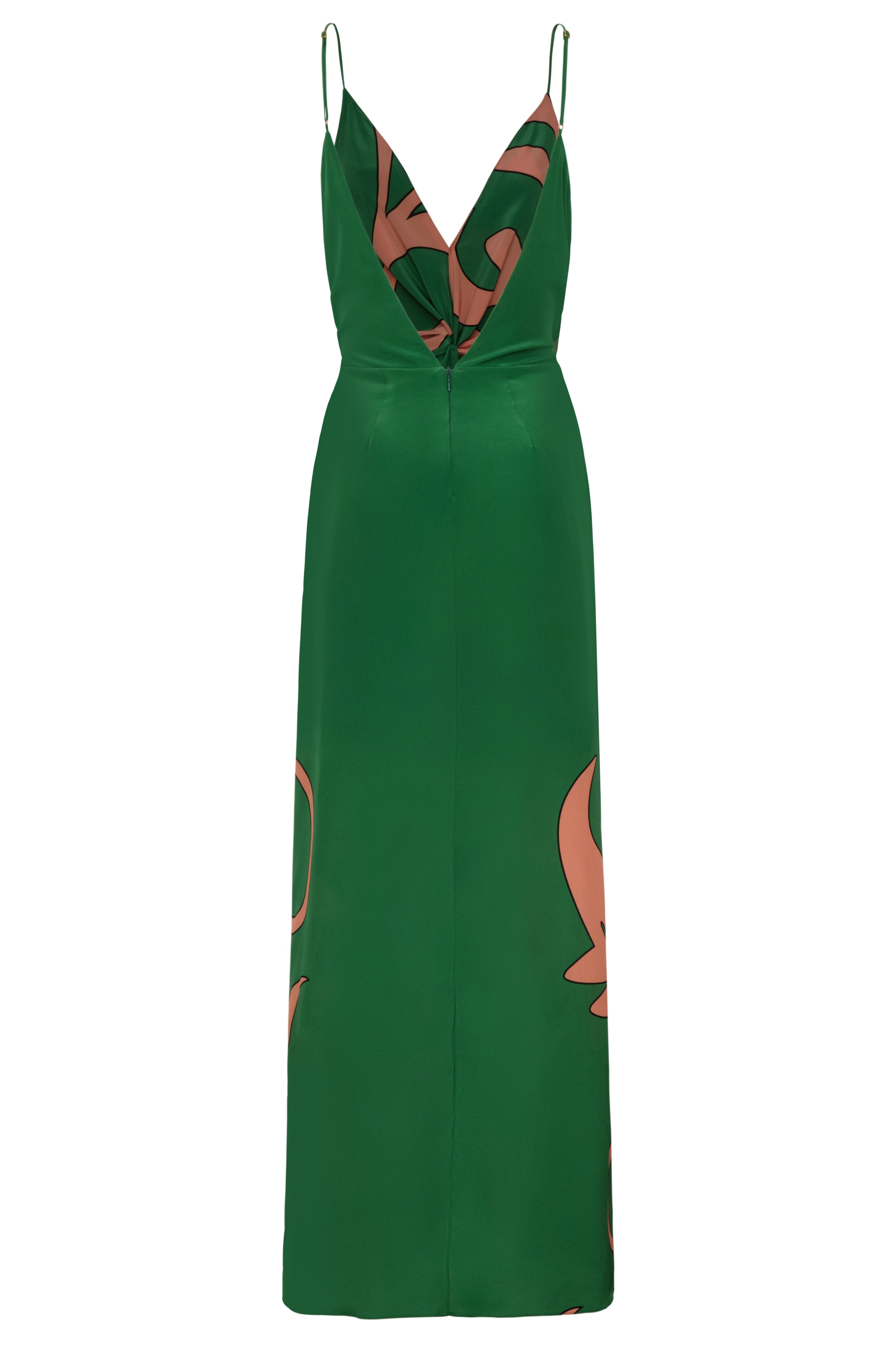 Macarena Silk Midi Dress / Green Buganvilia
