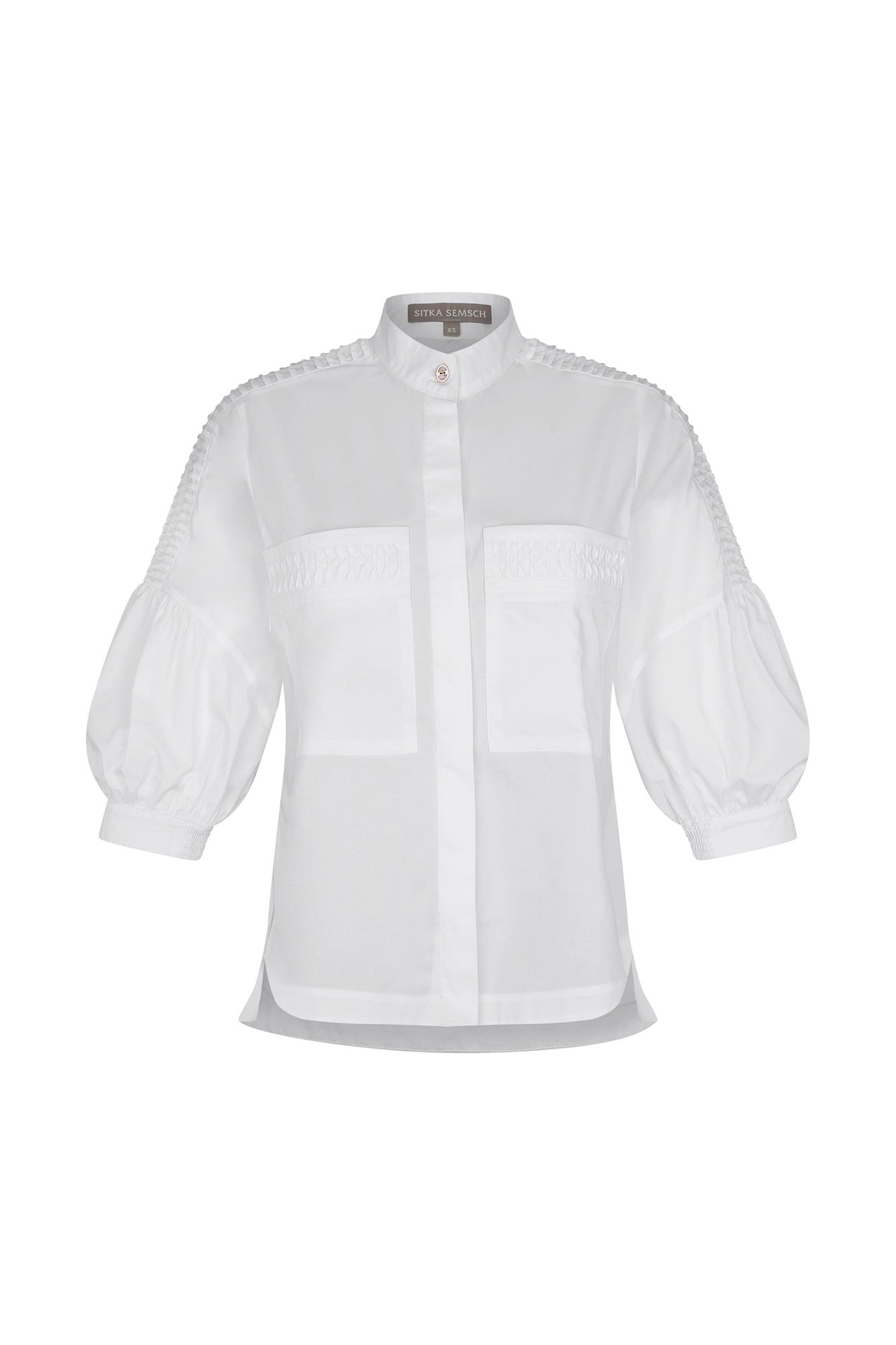 Magali Neru Collar Pima Cotton Blouse | White