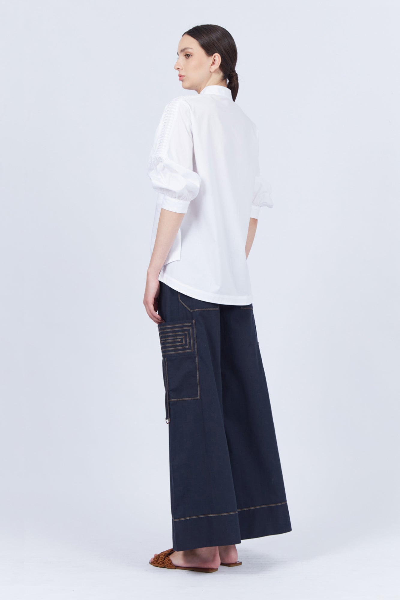 Magali Neru Collar Pima Cotton Blouse | White