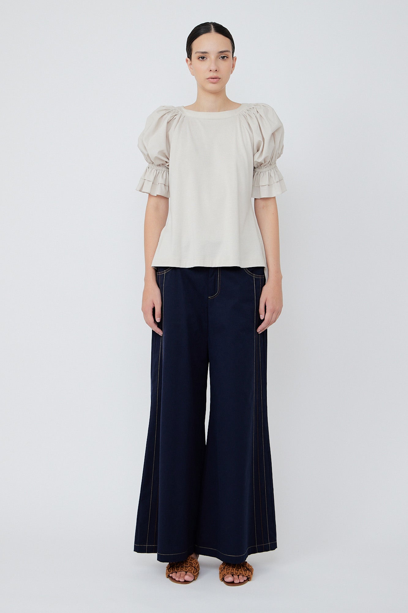 Nery Balloon Sleeve Cotton Top | Pristine