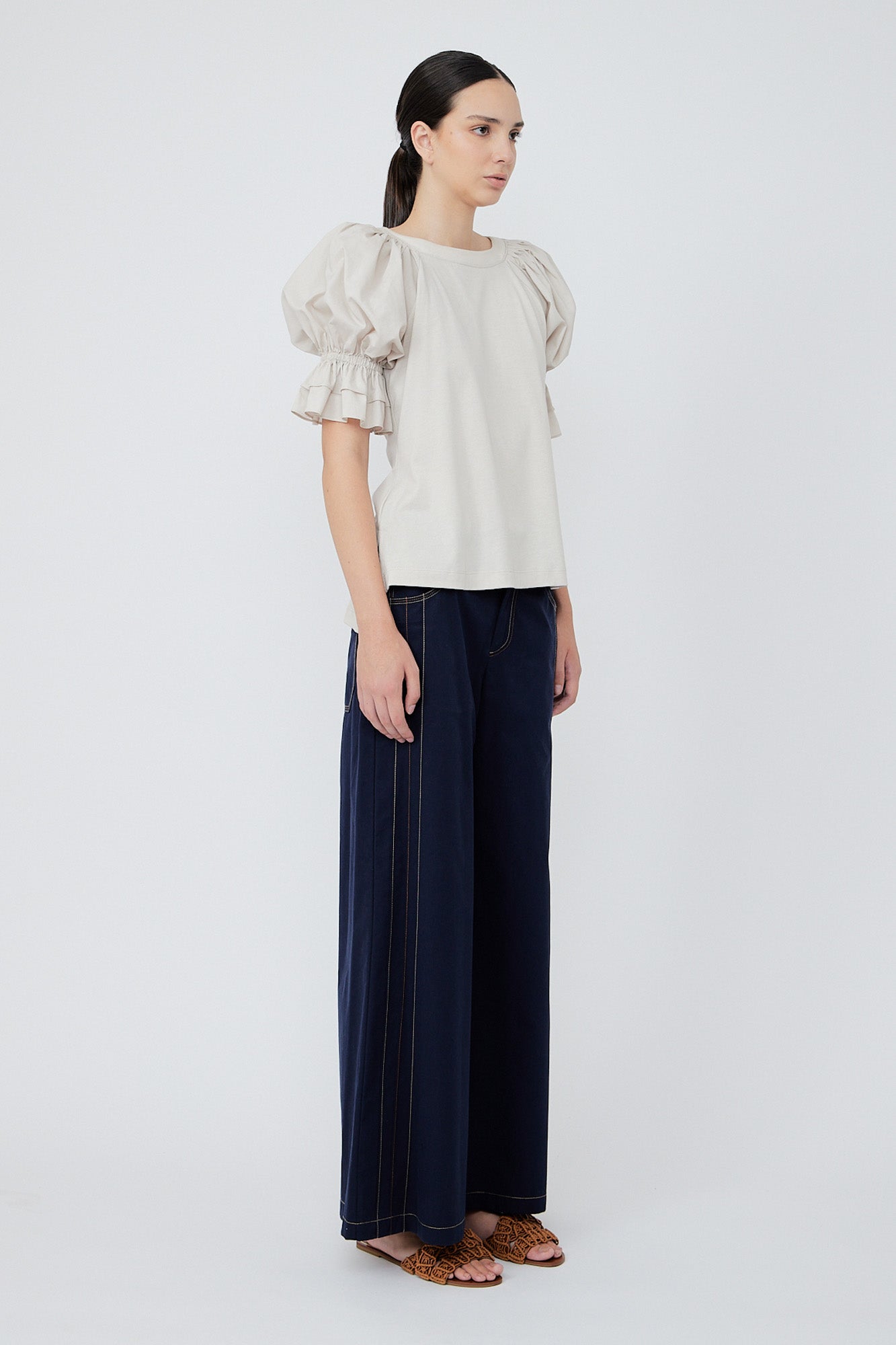 Nery Balloon Sleeve Cotton Top | Pristine