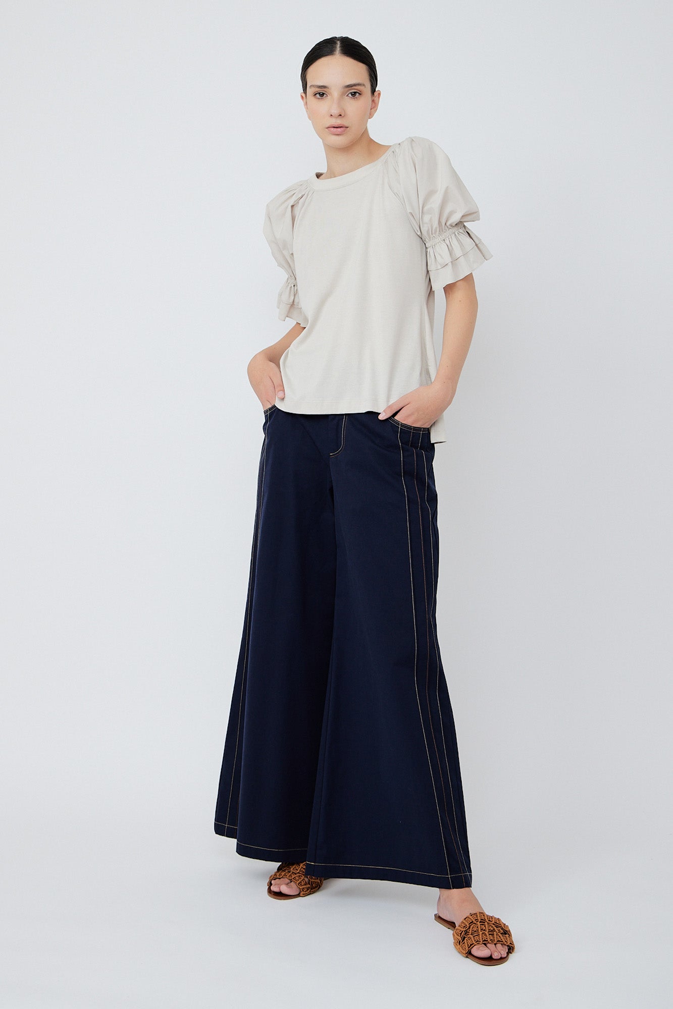 Nery Balloon Sleeve Cotton Top | Pristine