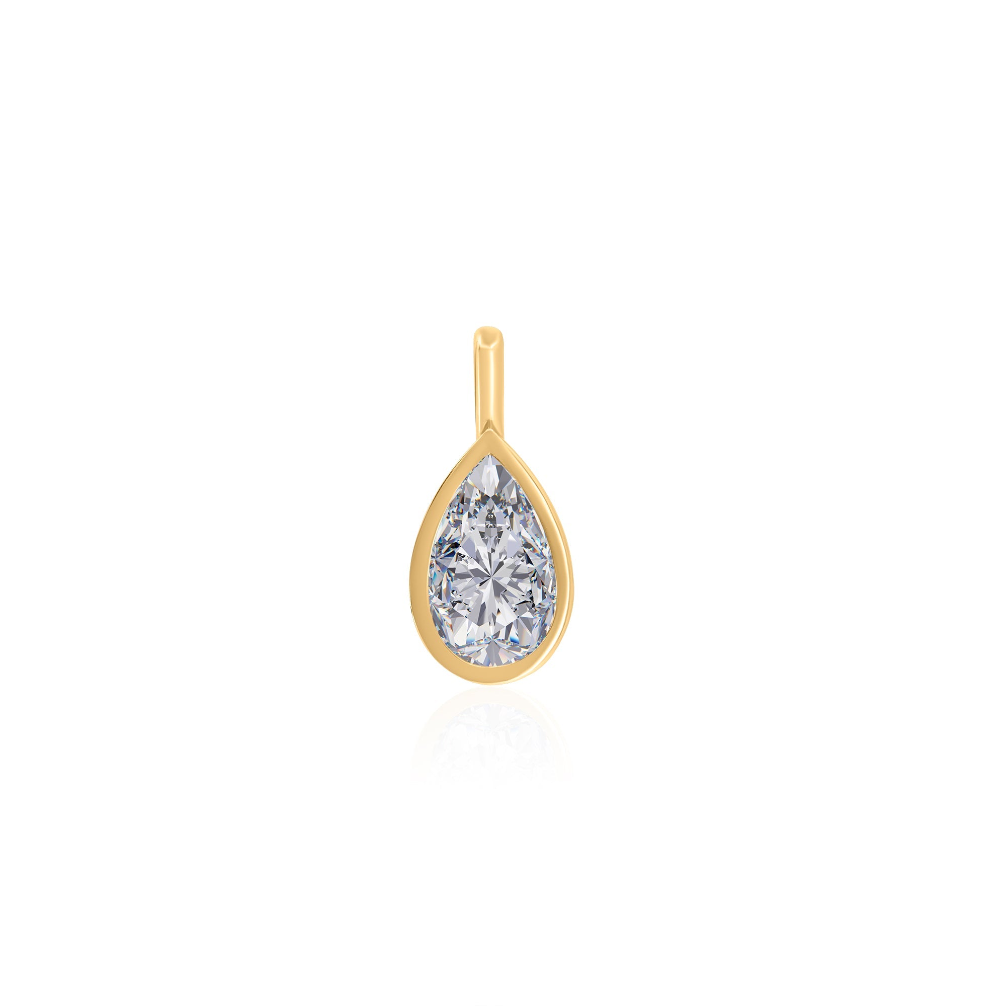Gold Lab Diamond Pear Bezel Pendant
