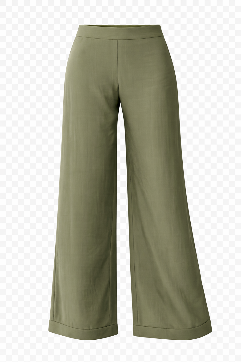Pantalón Aurelie de lino color verde olivo, vista frontal de producto