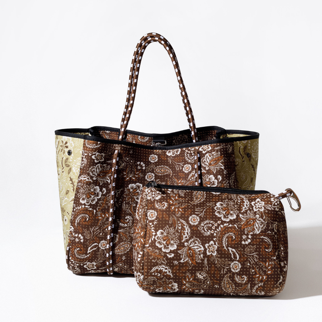 PAISLEY COCOA SET - EVERYDAY TOTE AND POUCH
