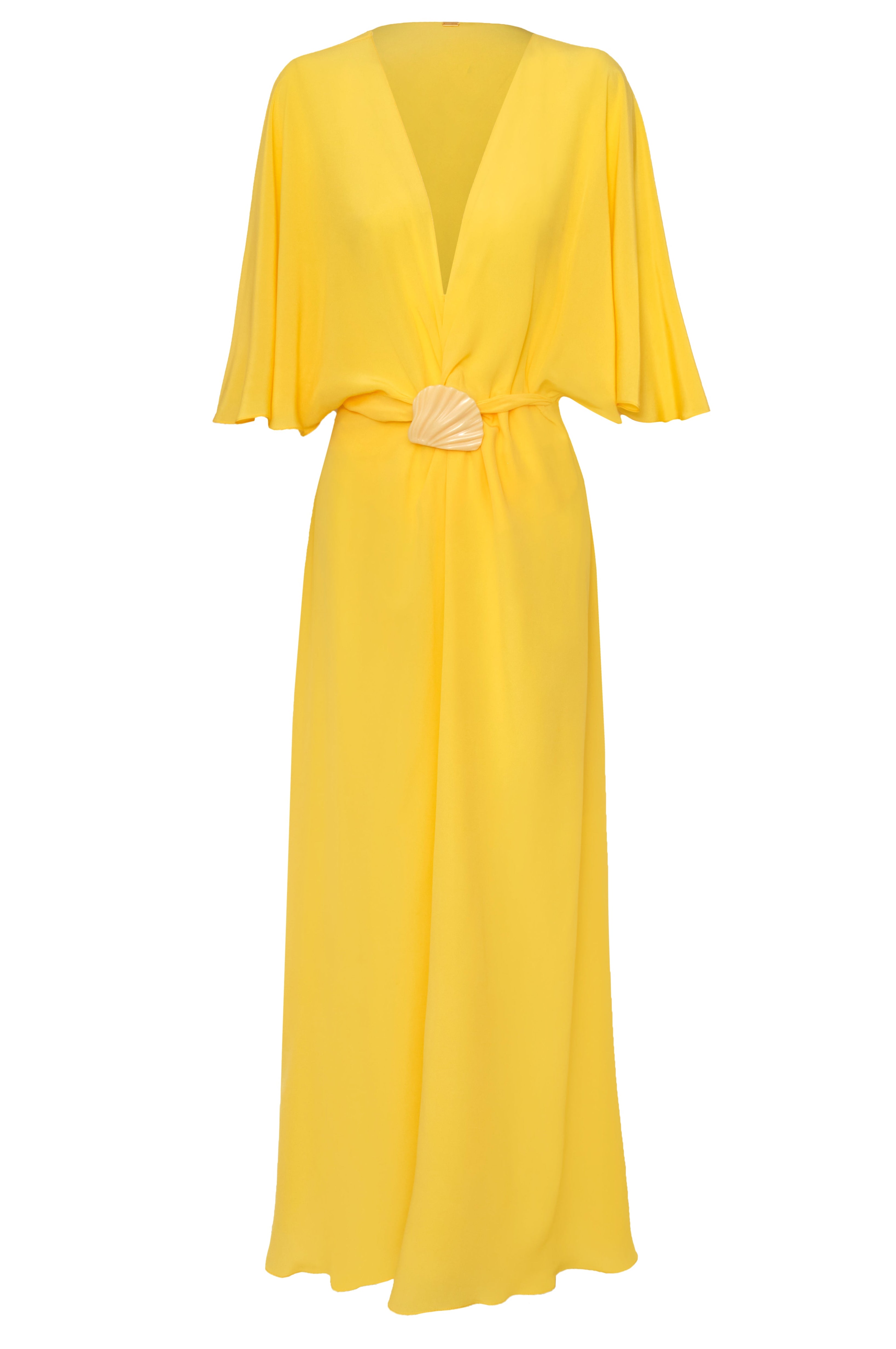 Perla del Sol Silk Midi Dress / Yellow