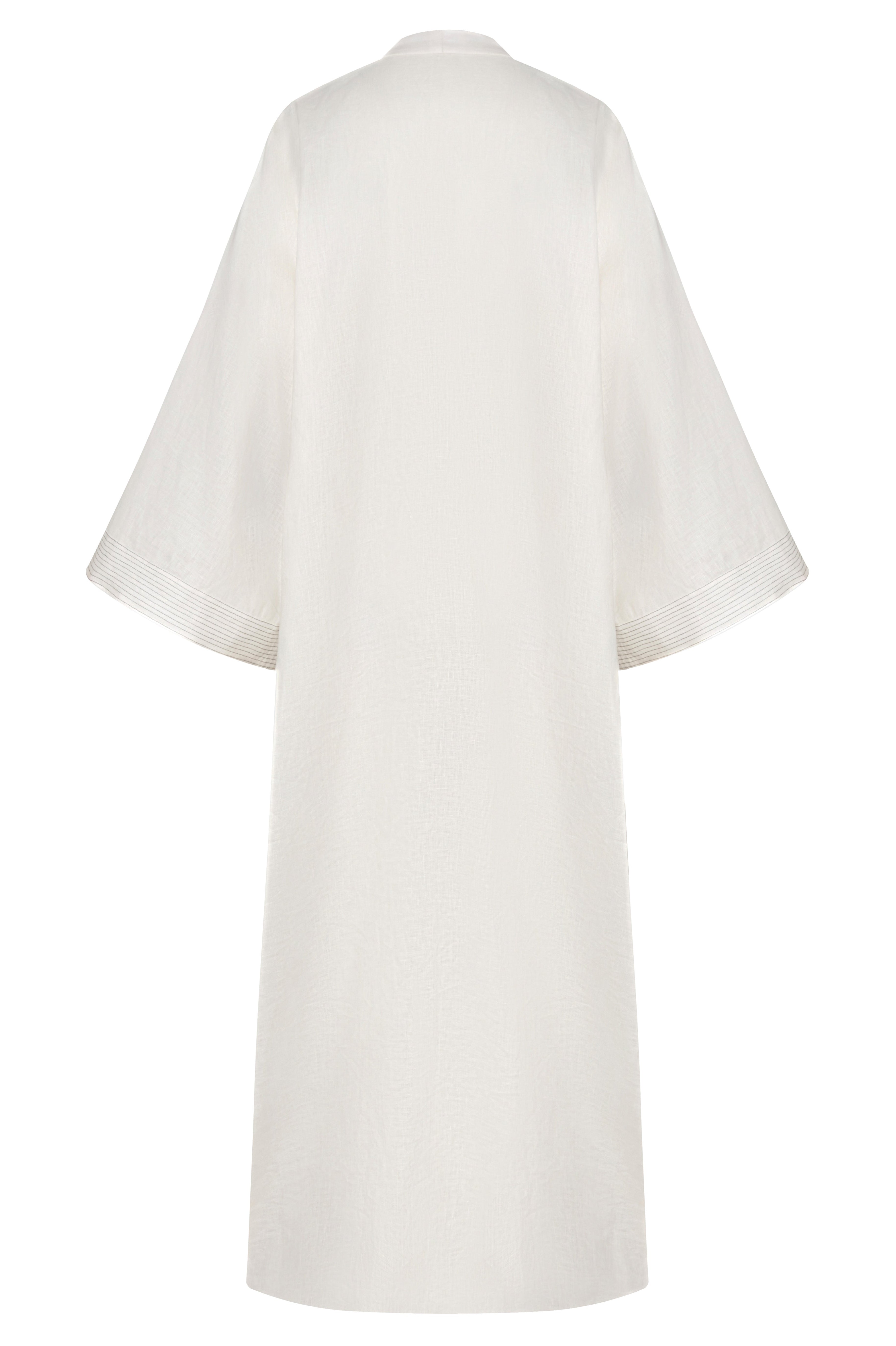 Rafaela Embroidered Kaftan / Ivory Green Buganvilias