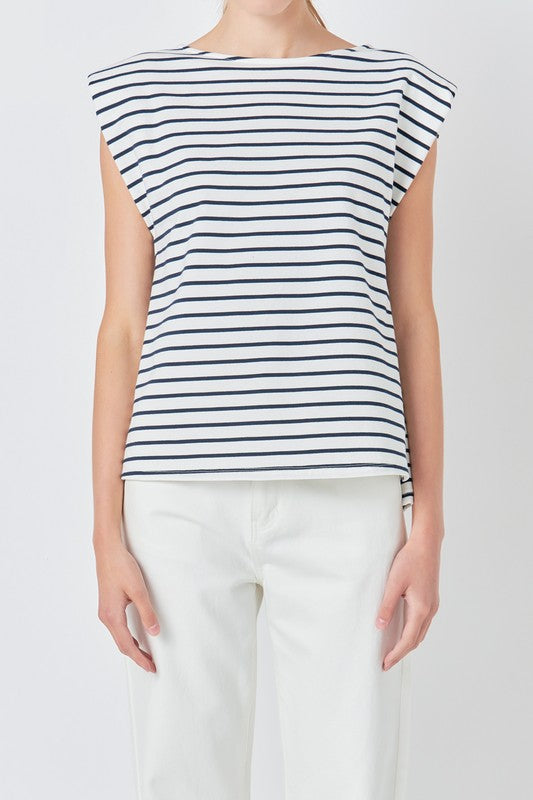 Striped Padded Sleeveless Top