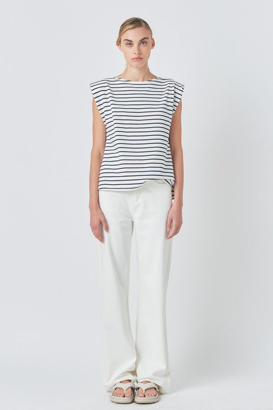 Striped Padded Sleeveless Top