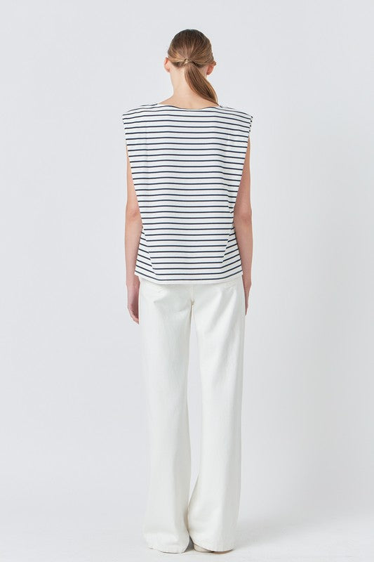Striped Padded Sleeveless Top