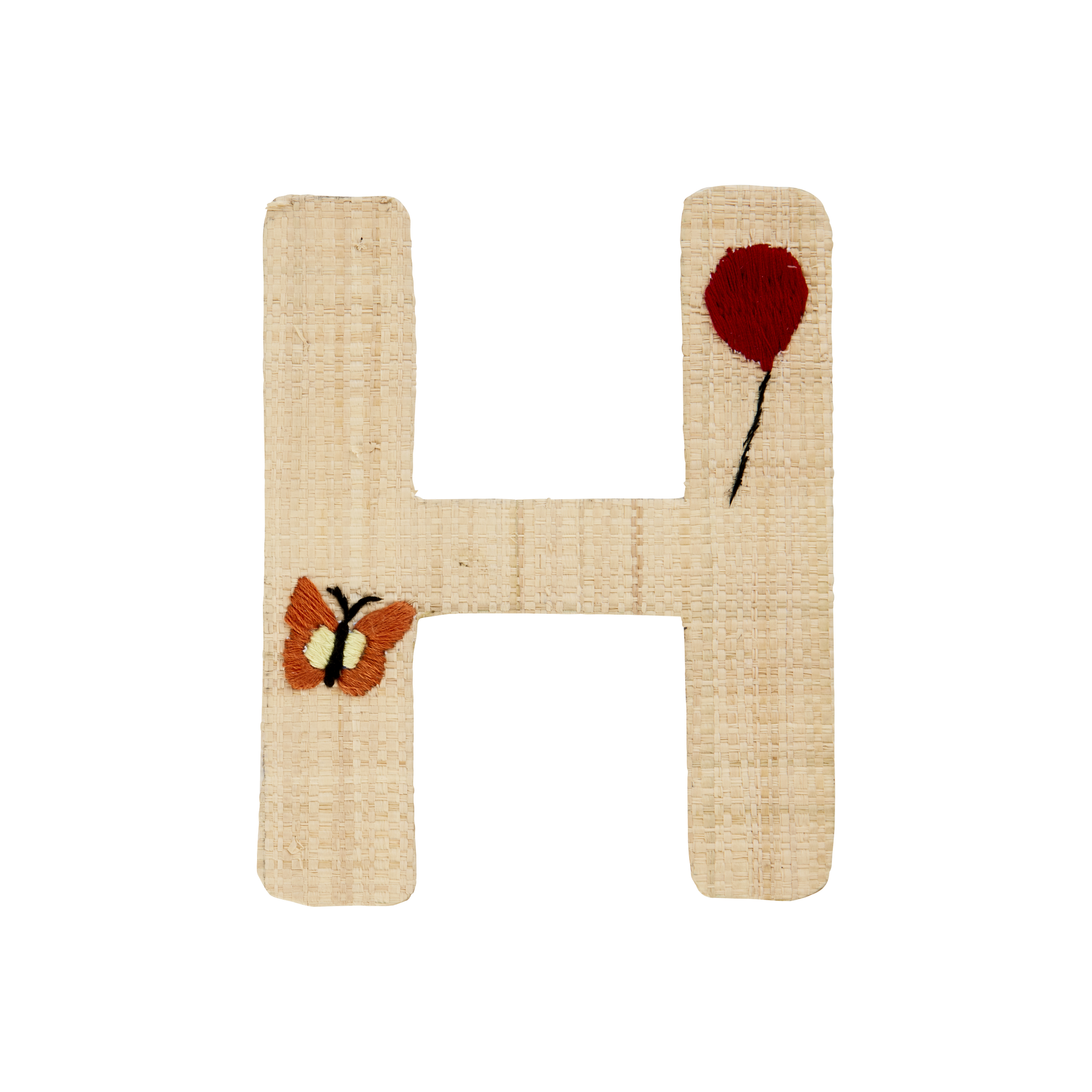 One Raffia Letter Sticker | Girl - H