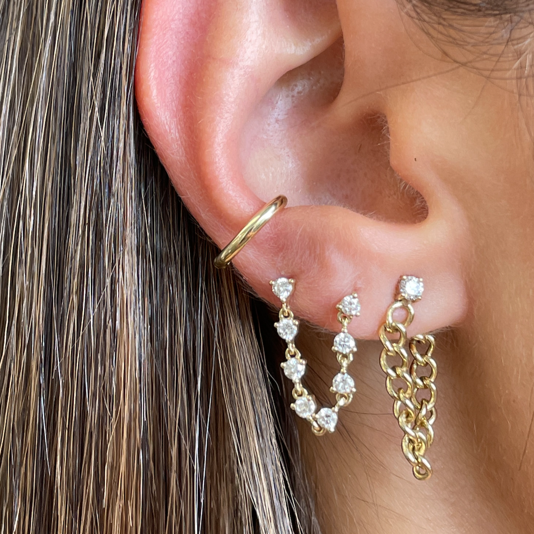 Gold Mini Diamond Connecting Earring