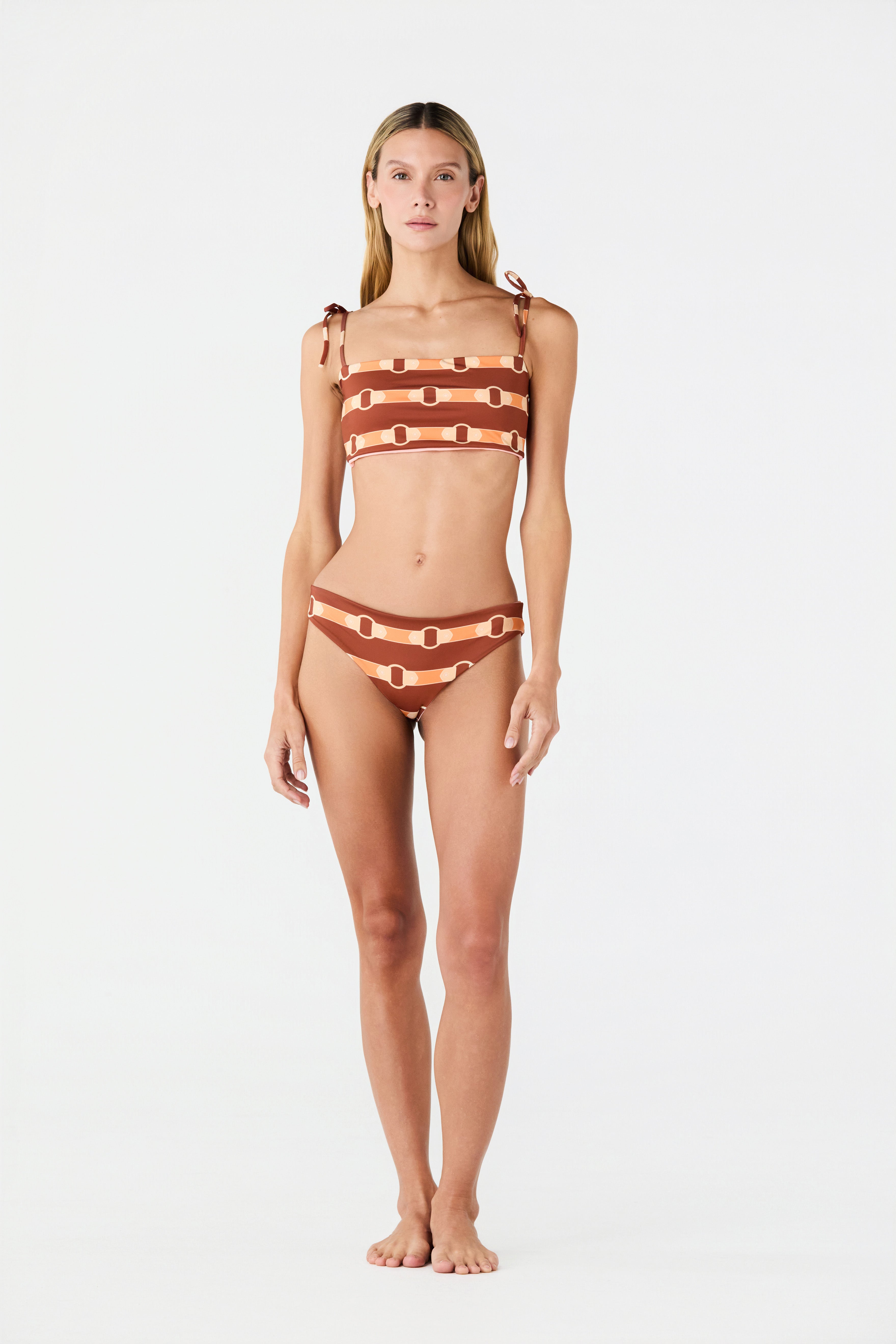 Sunset Waves Bottom / Orange Horse Reins - Peach