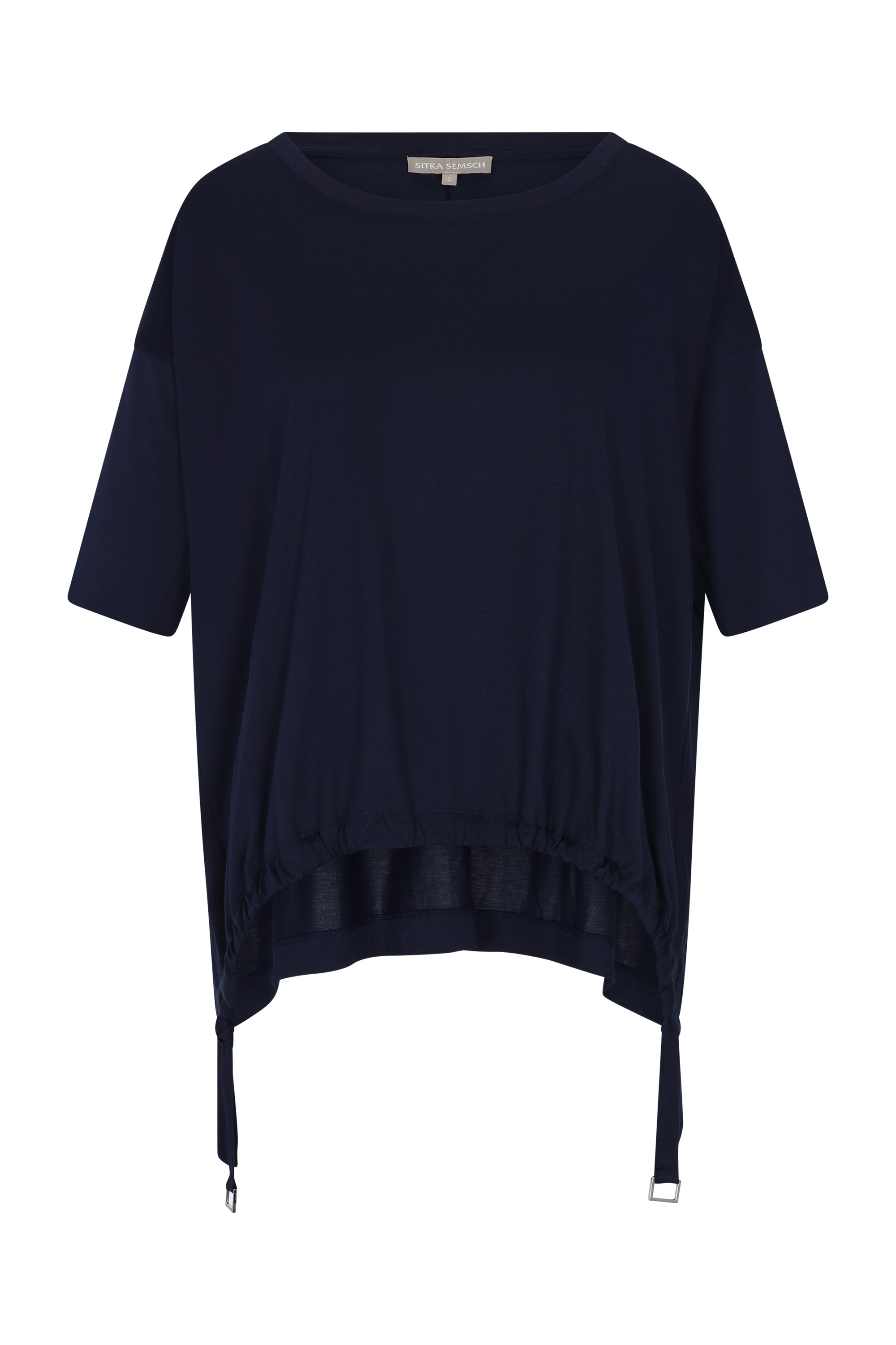 Amaya Asymmetric Cotton Top | Navy