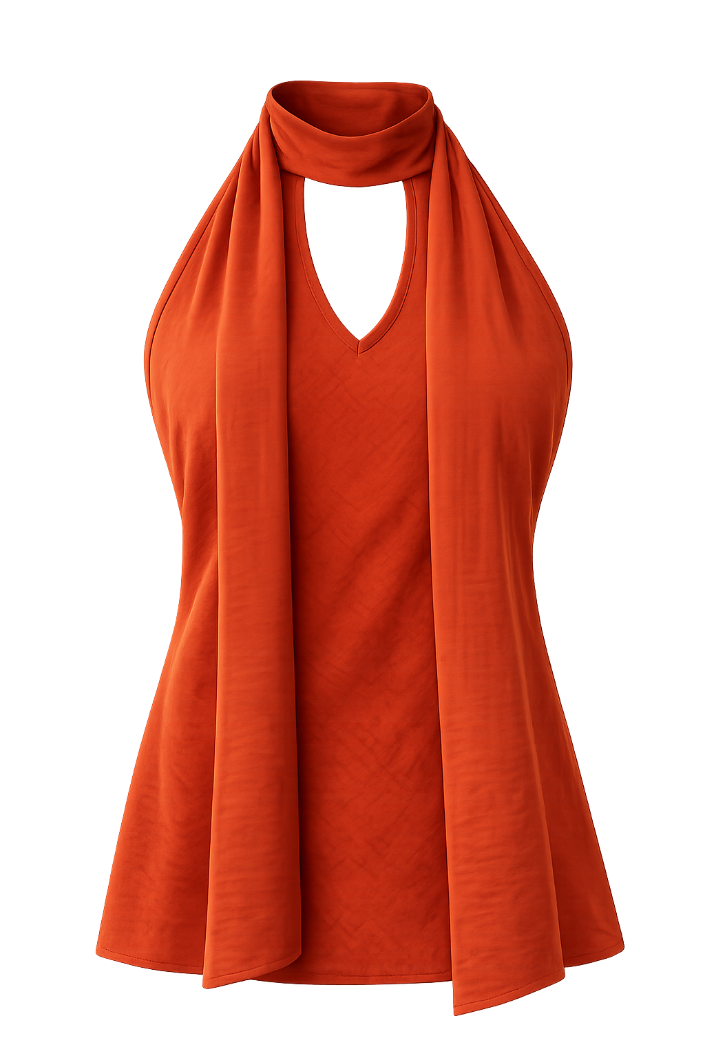 Top Antonia halter de lino ladrillo, vista frontal