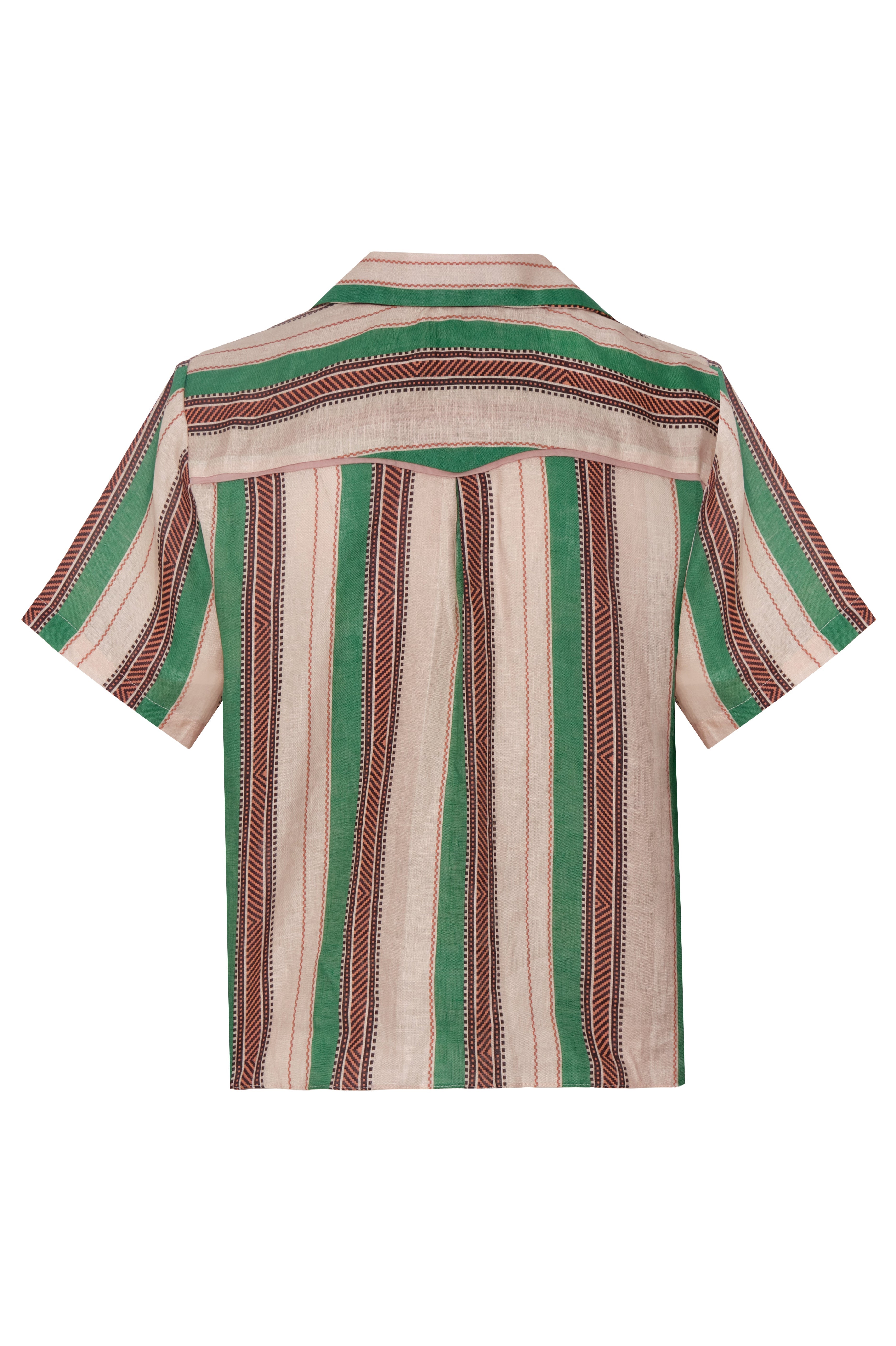 Tomaso Linen Shirt / Green Artisanal Stripes