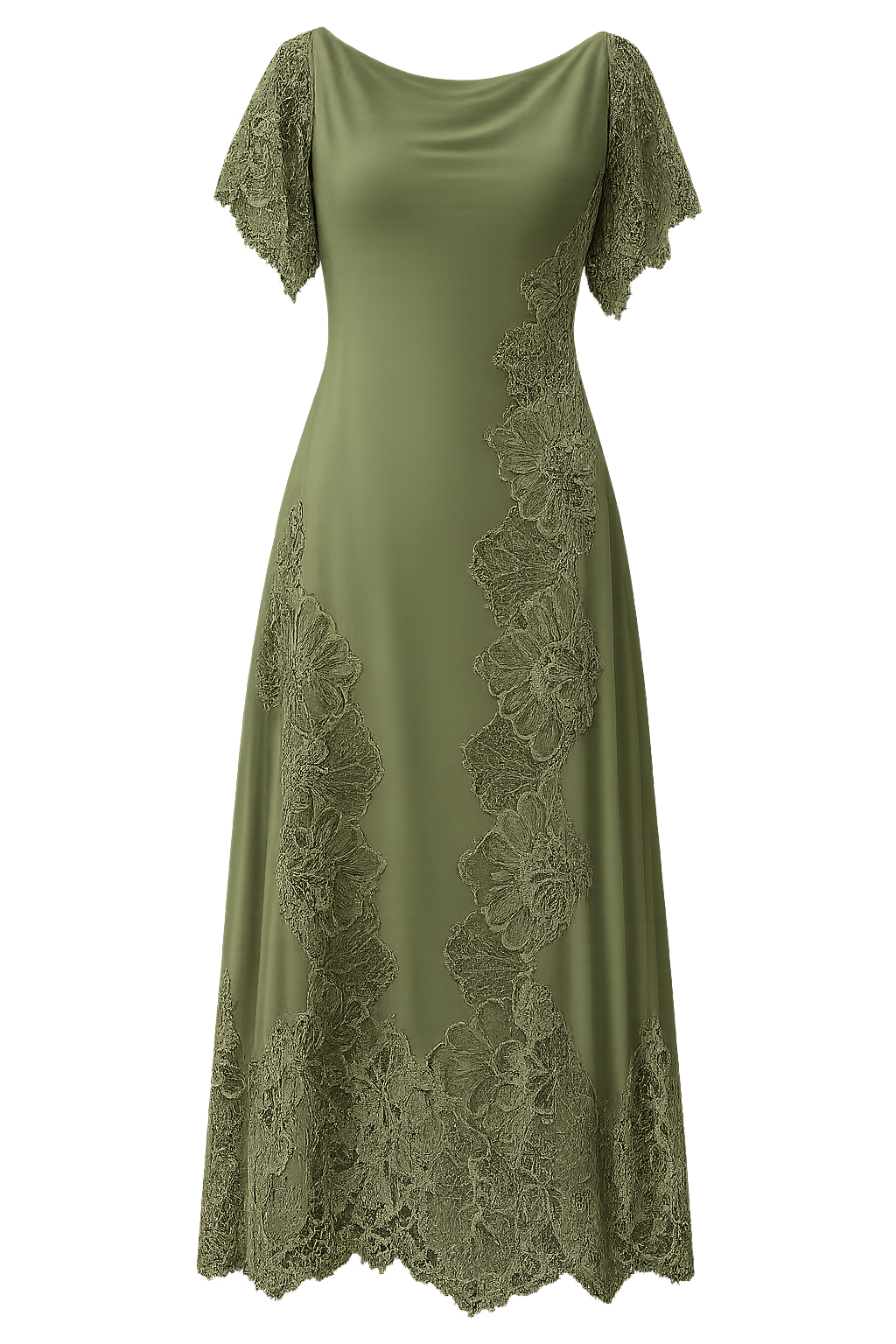 Vestido Mar color verde olivo – vista frontal de producto